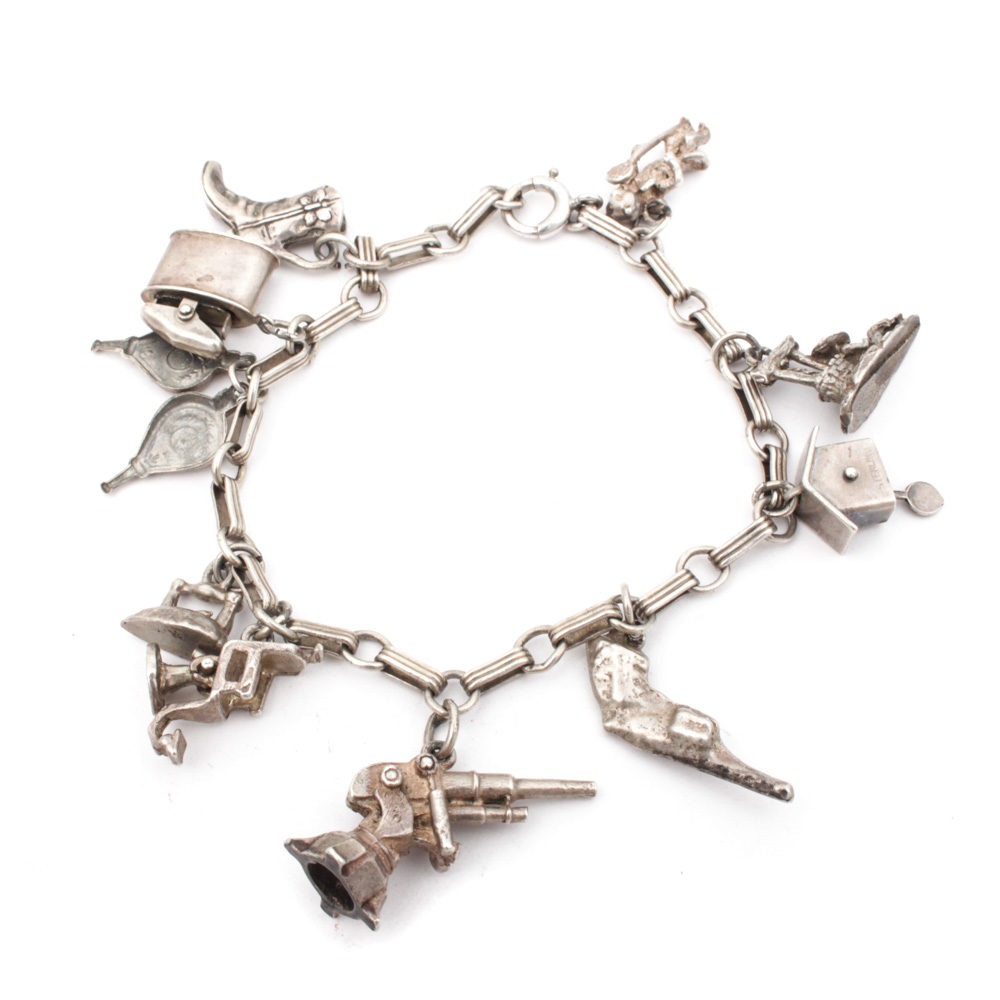 Vintage Sterling Silver Charm Bracelet