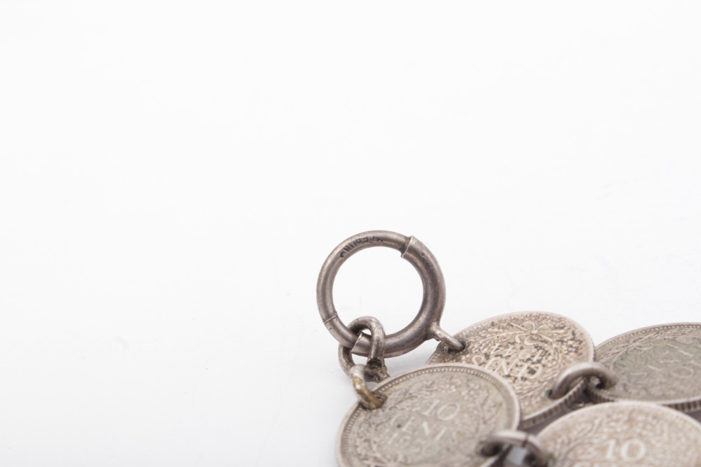 Sterling Silver Queen Wilhelmina of The Netherlands 1944 Coin Bracelet