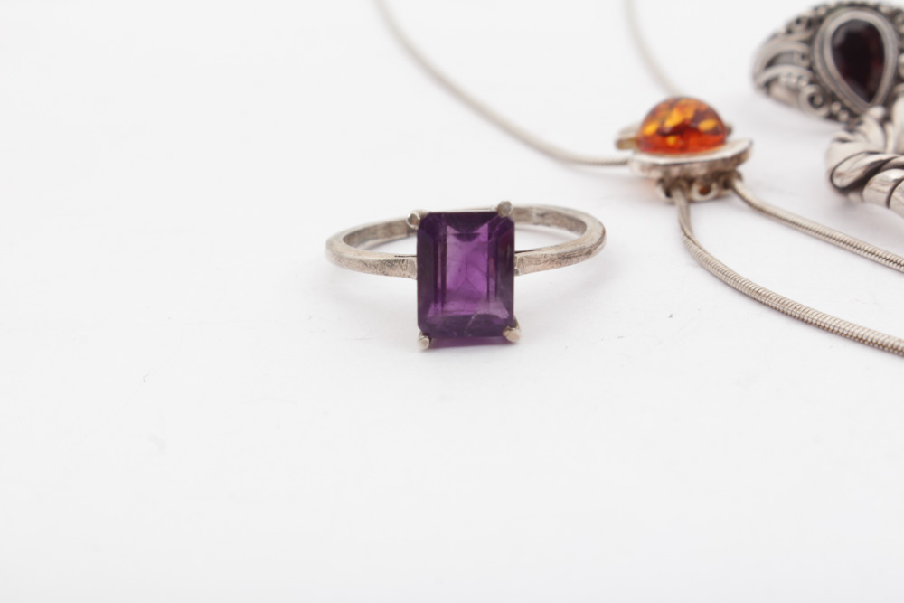 Sterling Silver Amethyst, Garnet Jewelry