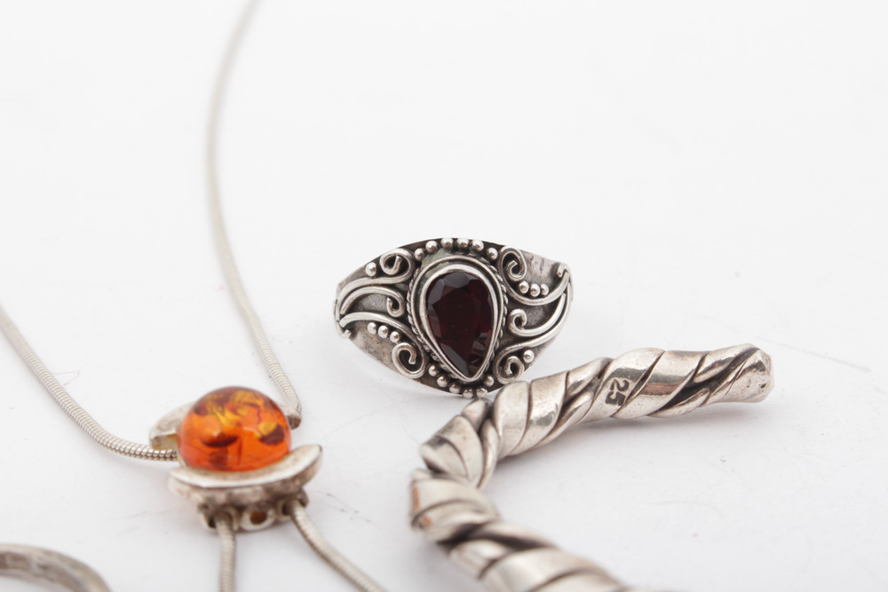 Sterling Silver Amethyst, Garnet Jewelry