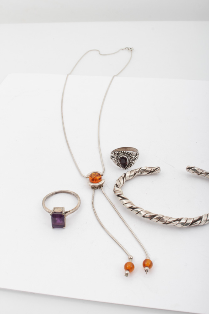 Sterling Silver Amethyst, Garnet Jewelry