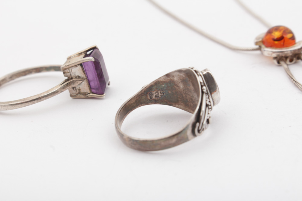 Sterling Silver Amethyst, Garnet Jewelry