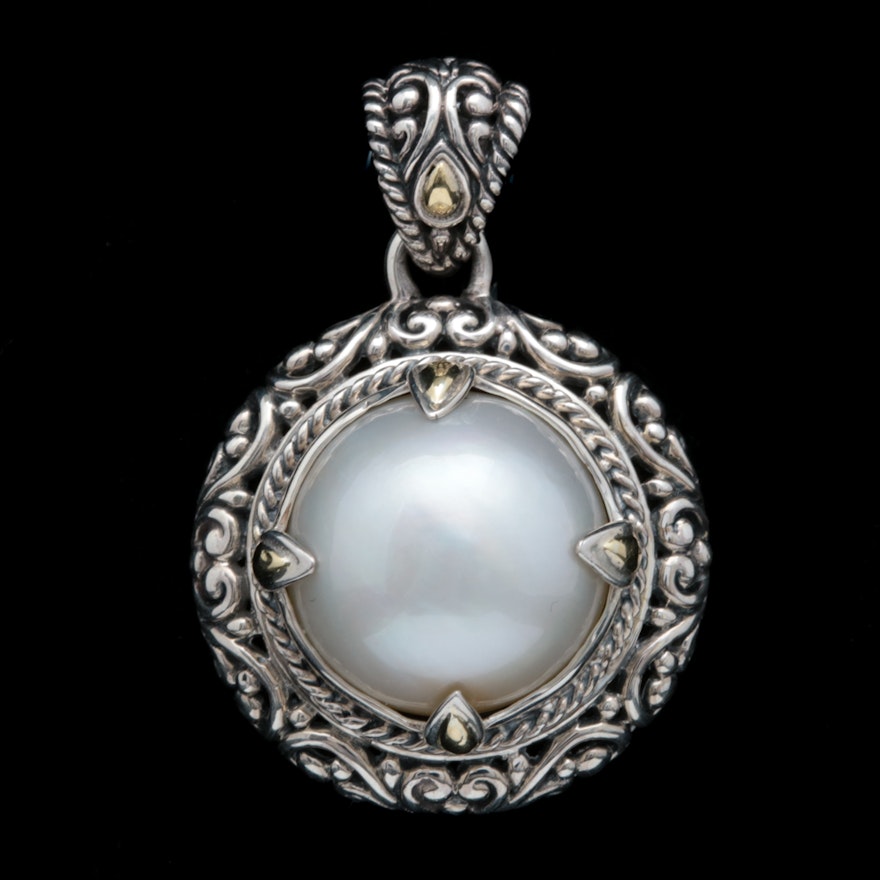 Robert Manse Sterling Silver, 18K Yellow Gold and Mabé Pearl Pendant