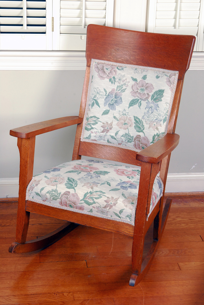 Vintage Arts and Crafts Style Oak Rocking Chair