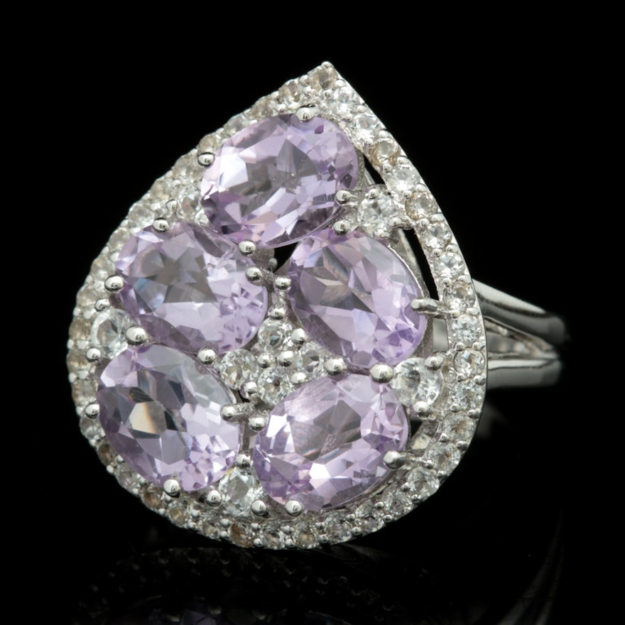 Robert Manse Sterling Silver, Amethyst and White Topaz Ring