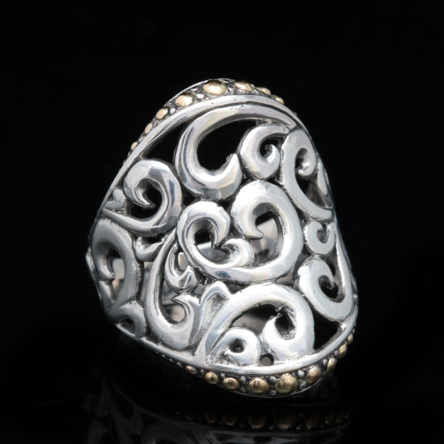 Robert Manse Sterling Silver and 18K Yellow Gold Ring