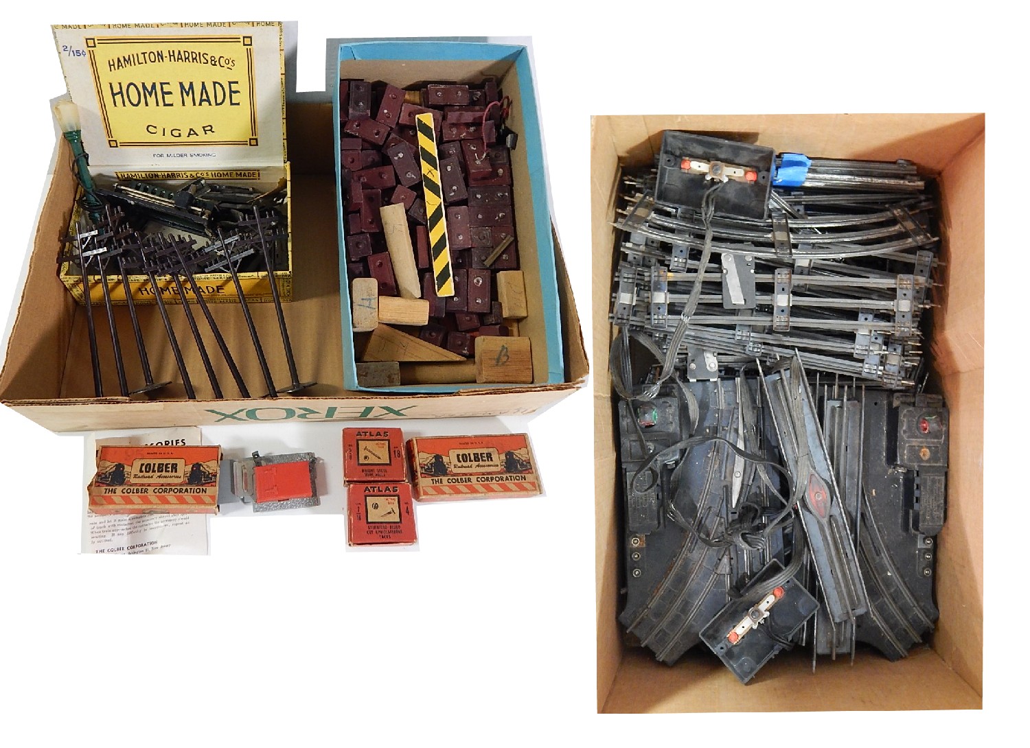 Vintage Train Accessories with Colber, and Lionel Tracks