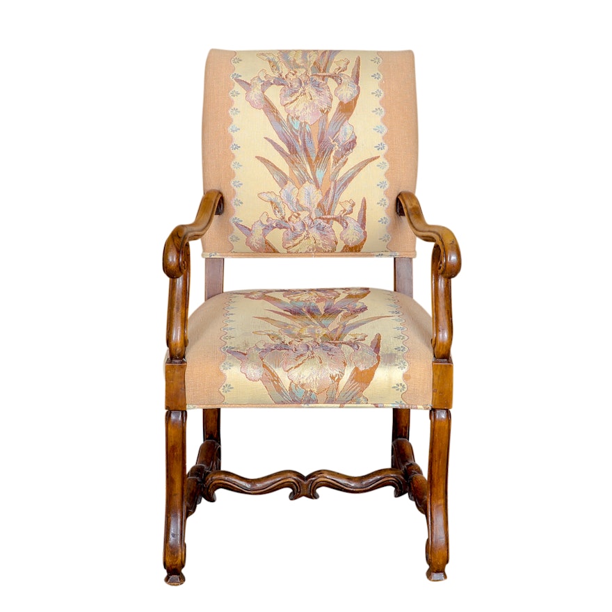 Louis XIV Style Chair with Iris Upholstery