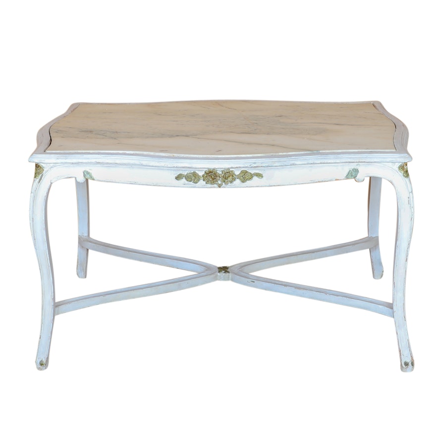 Painted Louis XV Style Stone Top Side Table