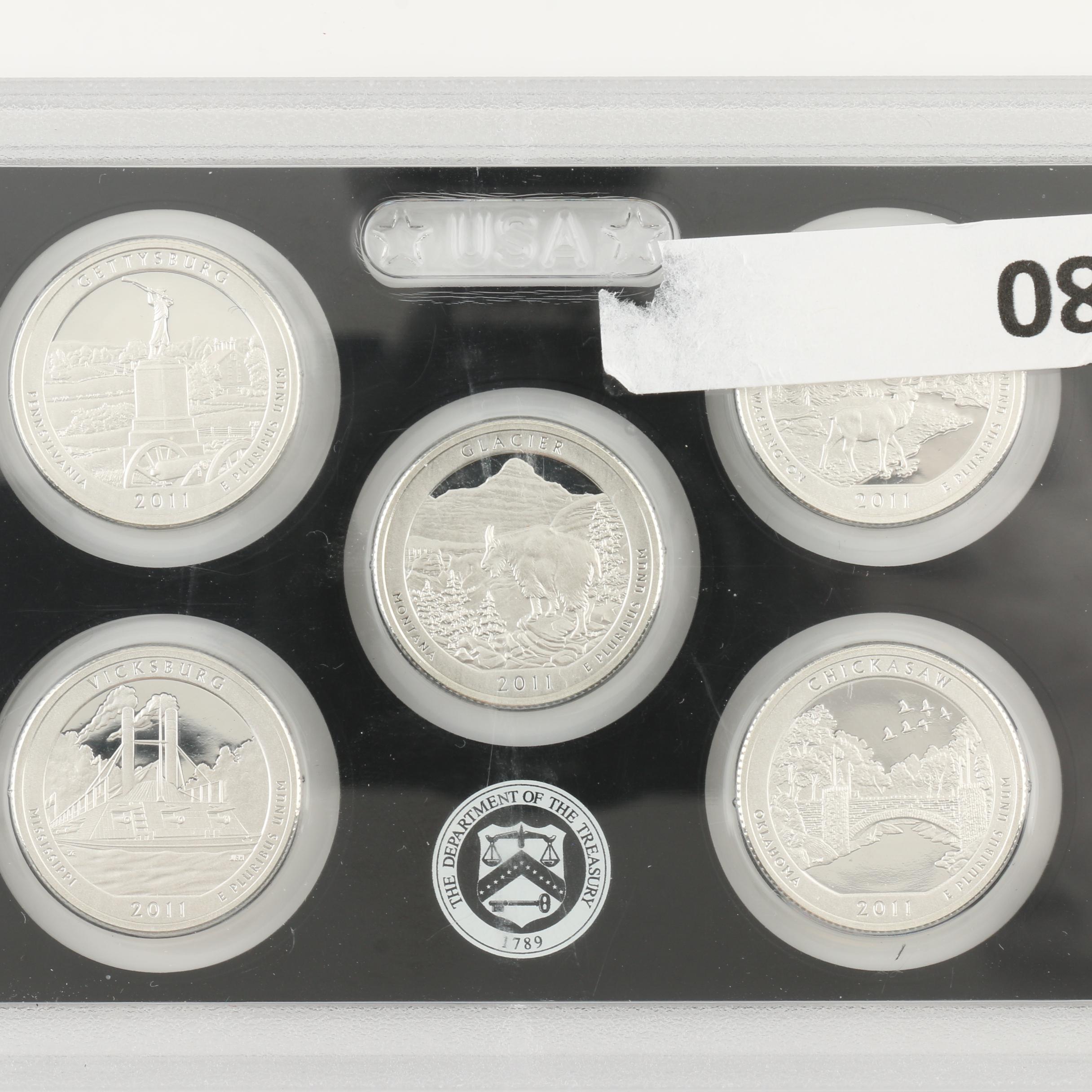 2011-S America The Beautiful Silver Quarter Proof Coins Set