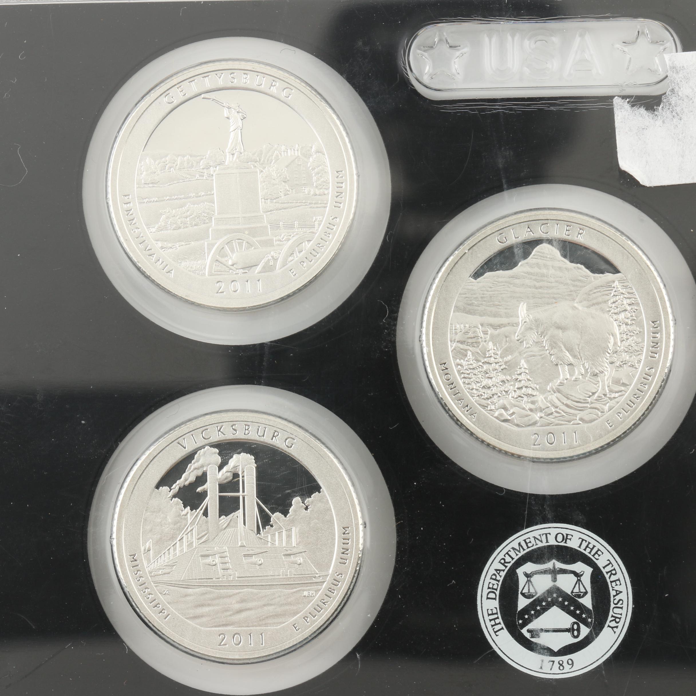 2011-S America The Beautiful Silver Quarter Proof Coins Set