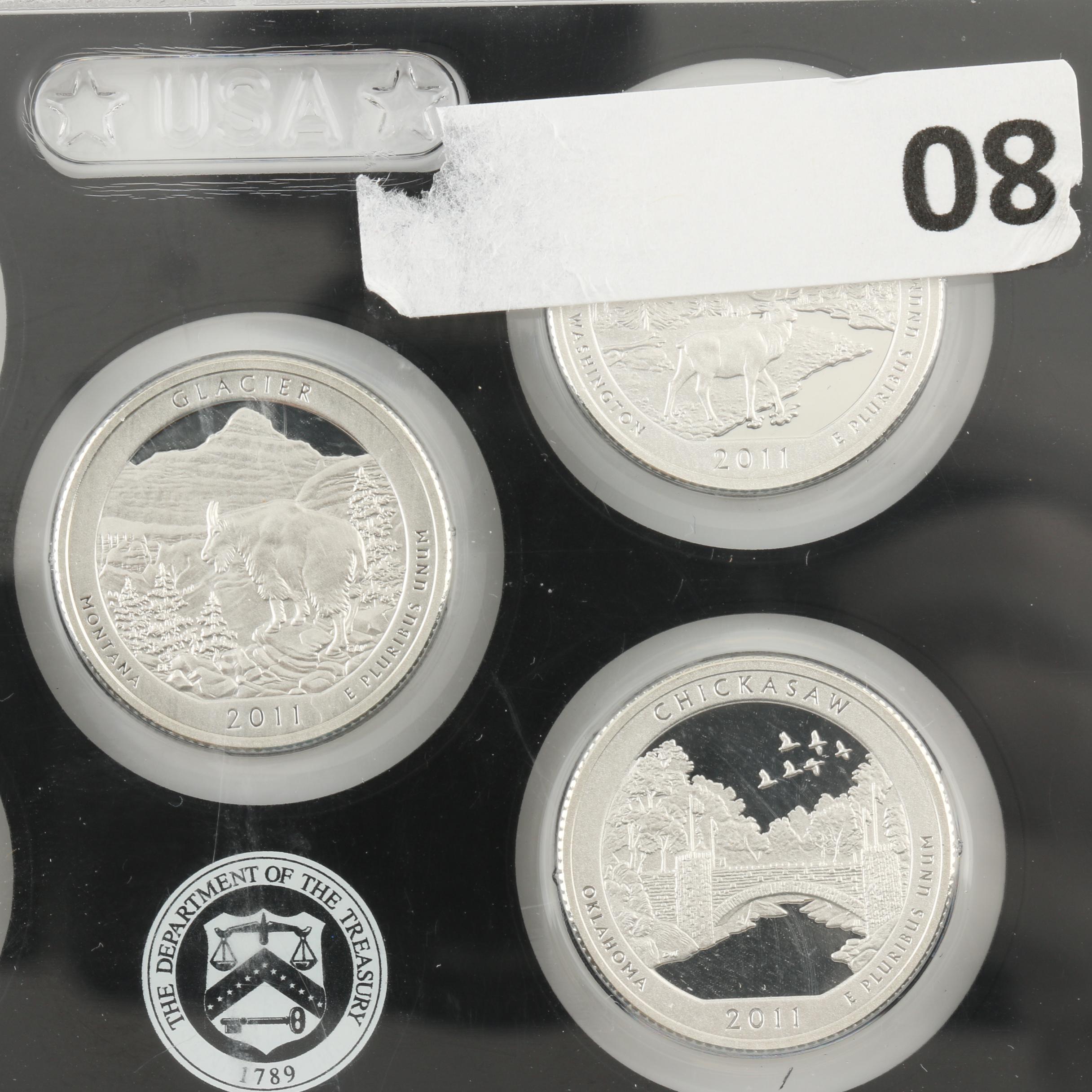 2011-S America The Beautiful Silver Quarter Proof Coins Set