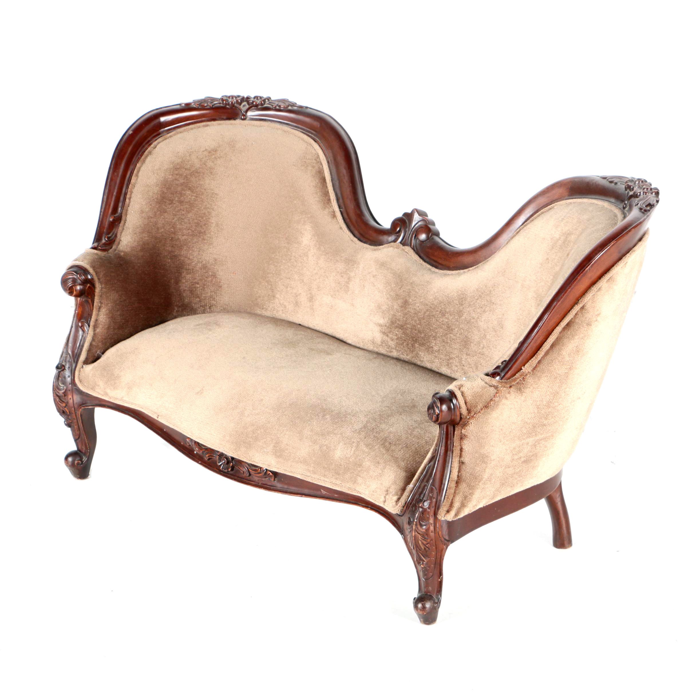 Miniature Victorian Rococo Revival Doll Couch