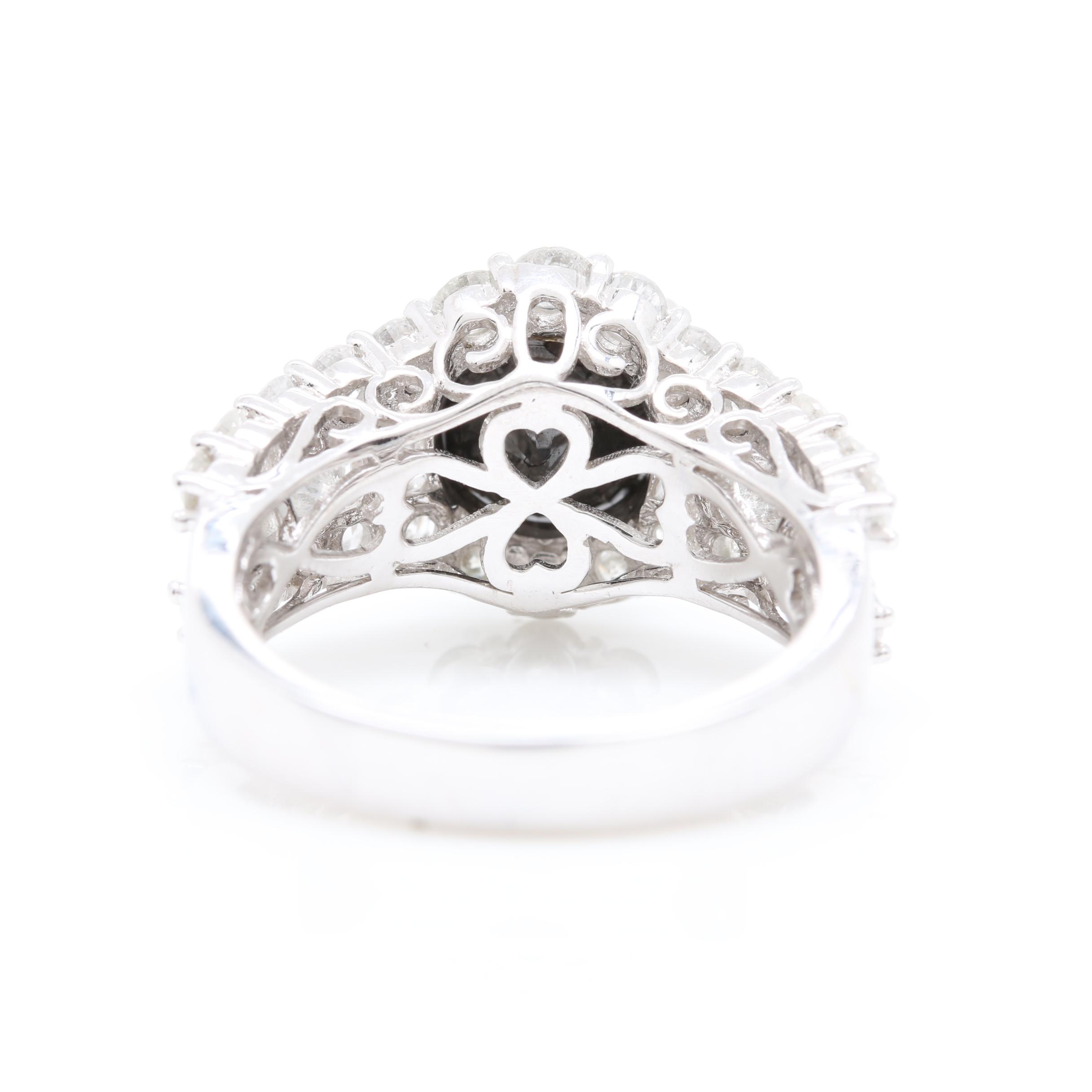 14K White Gold 1.90 CTW Diamond and 2.96 CT Black Diamond Ring
