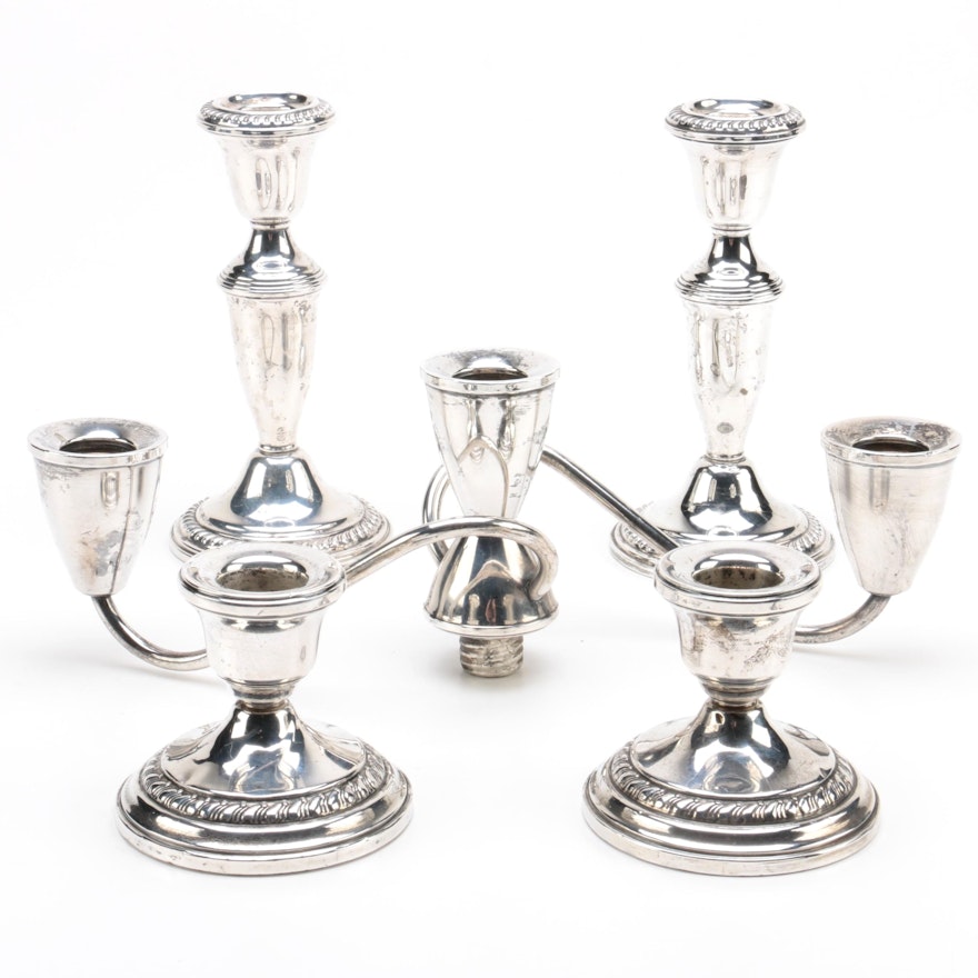 Empire and Columbia Weighted Sterling Candleholders