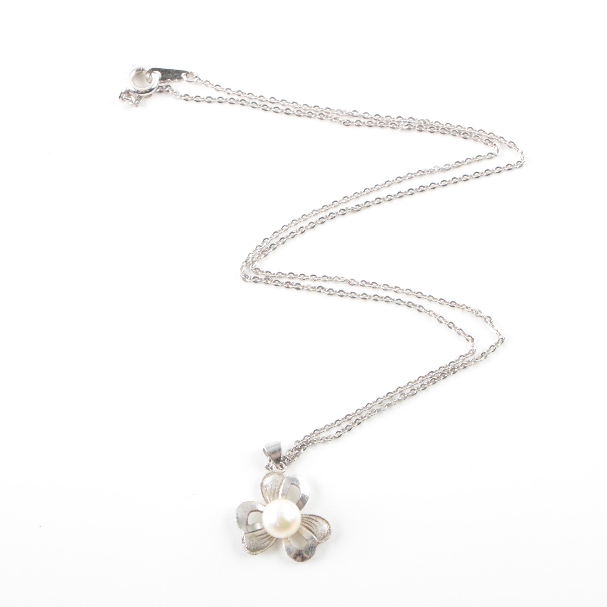 Sterling Silver Chain Selection with Cultured Pearl Pearl Necklace