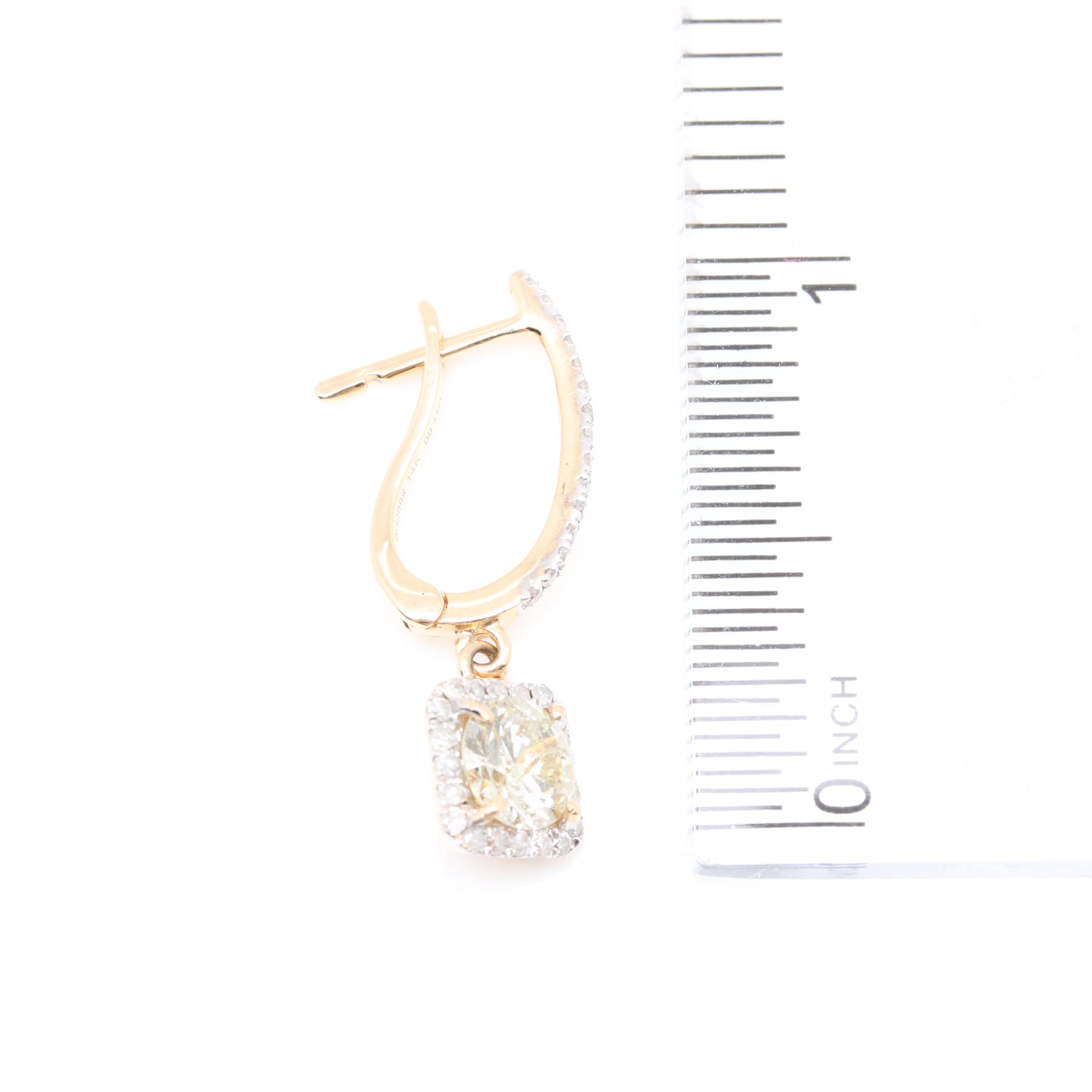 14K Yellow Gold 1.84 CTW Diamond Drop Earrings