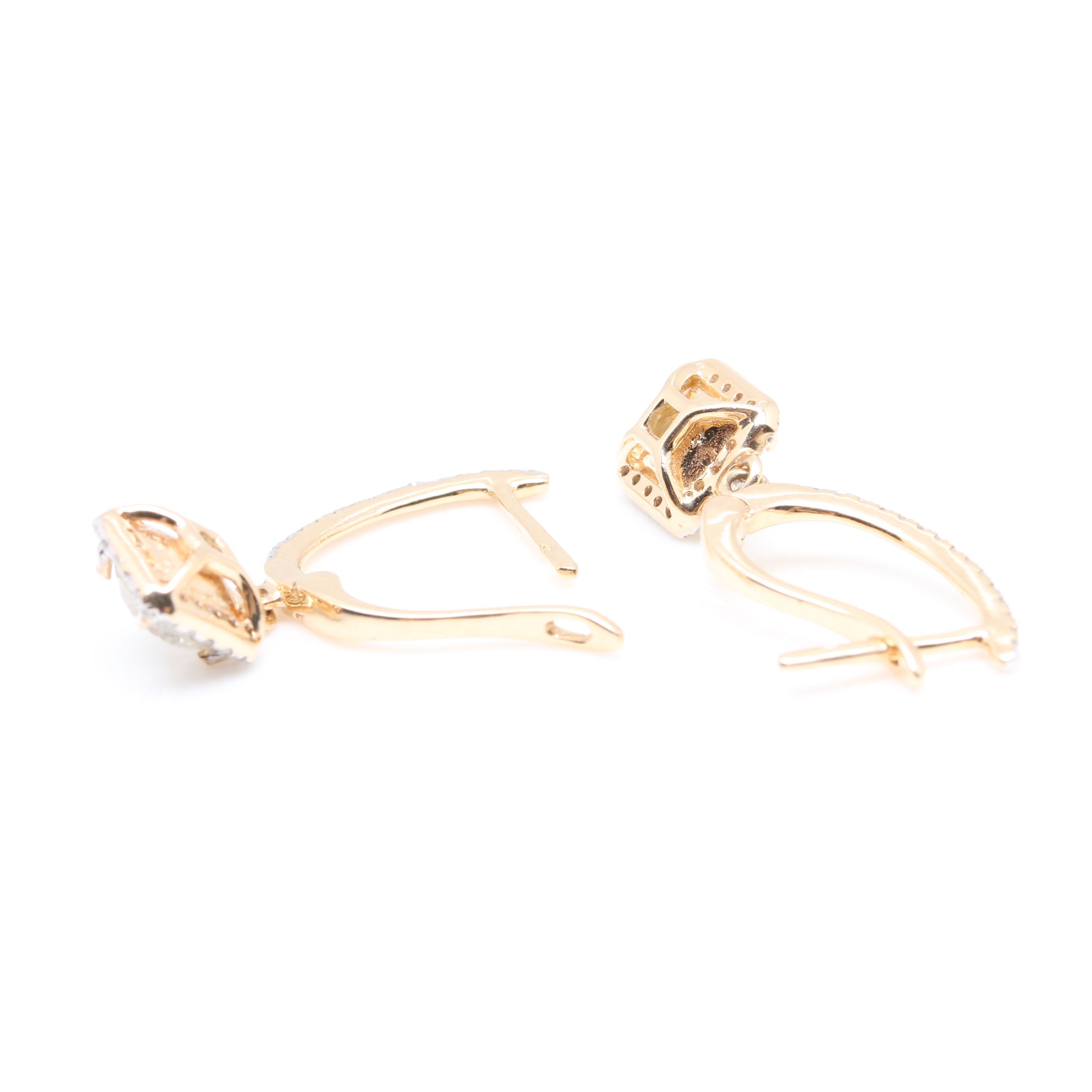 14K Yellow Gold 1.84 CTW Diamond Drop Earrings