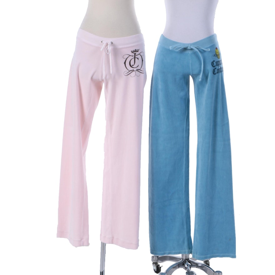 Women's Juicy Couture Pink and Blue Velour Joggers