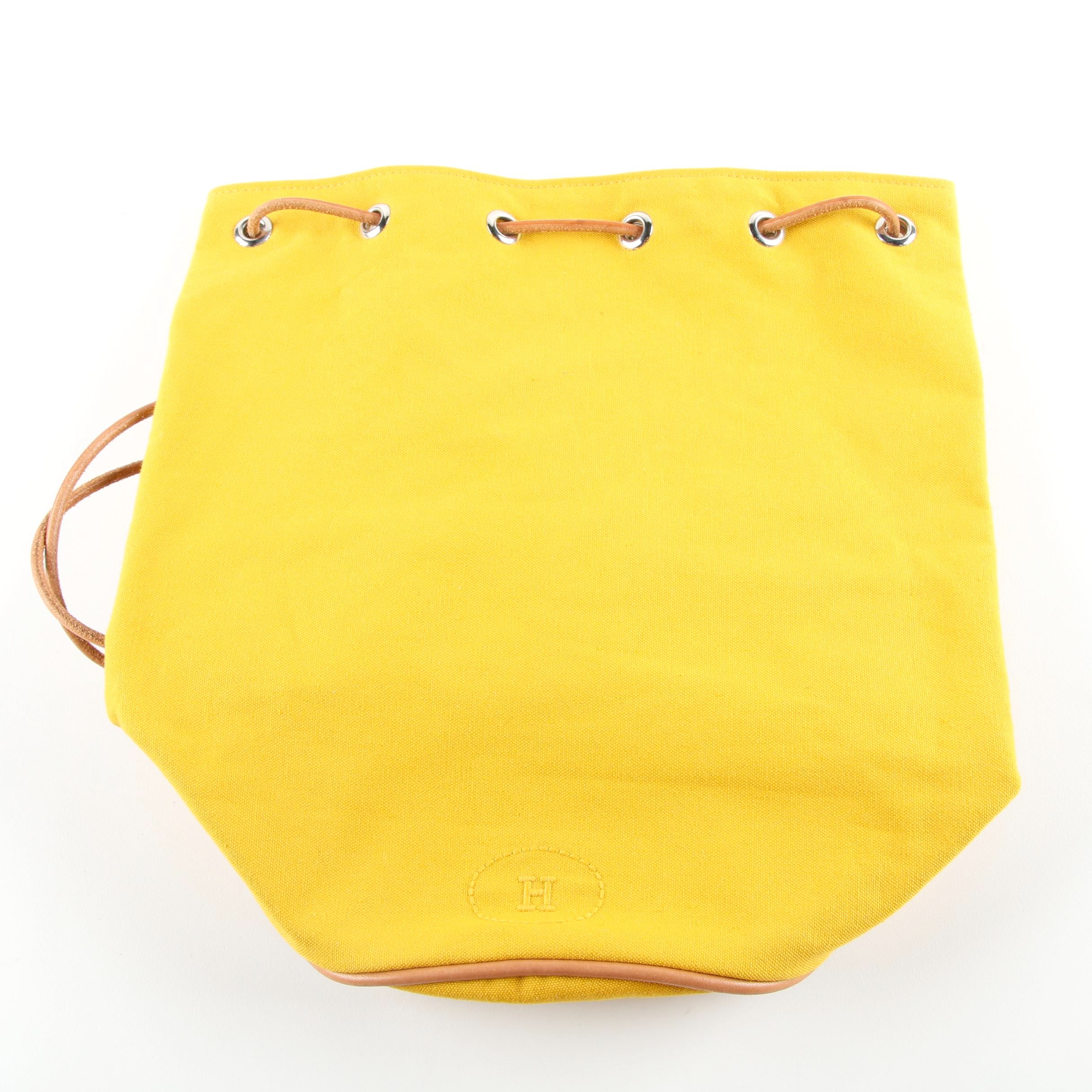 Hermès Yellow Cotton Canvas Backpack