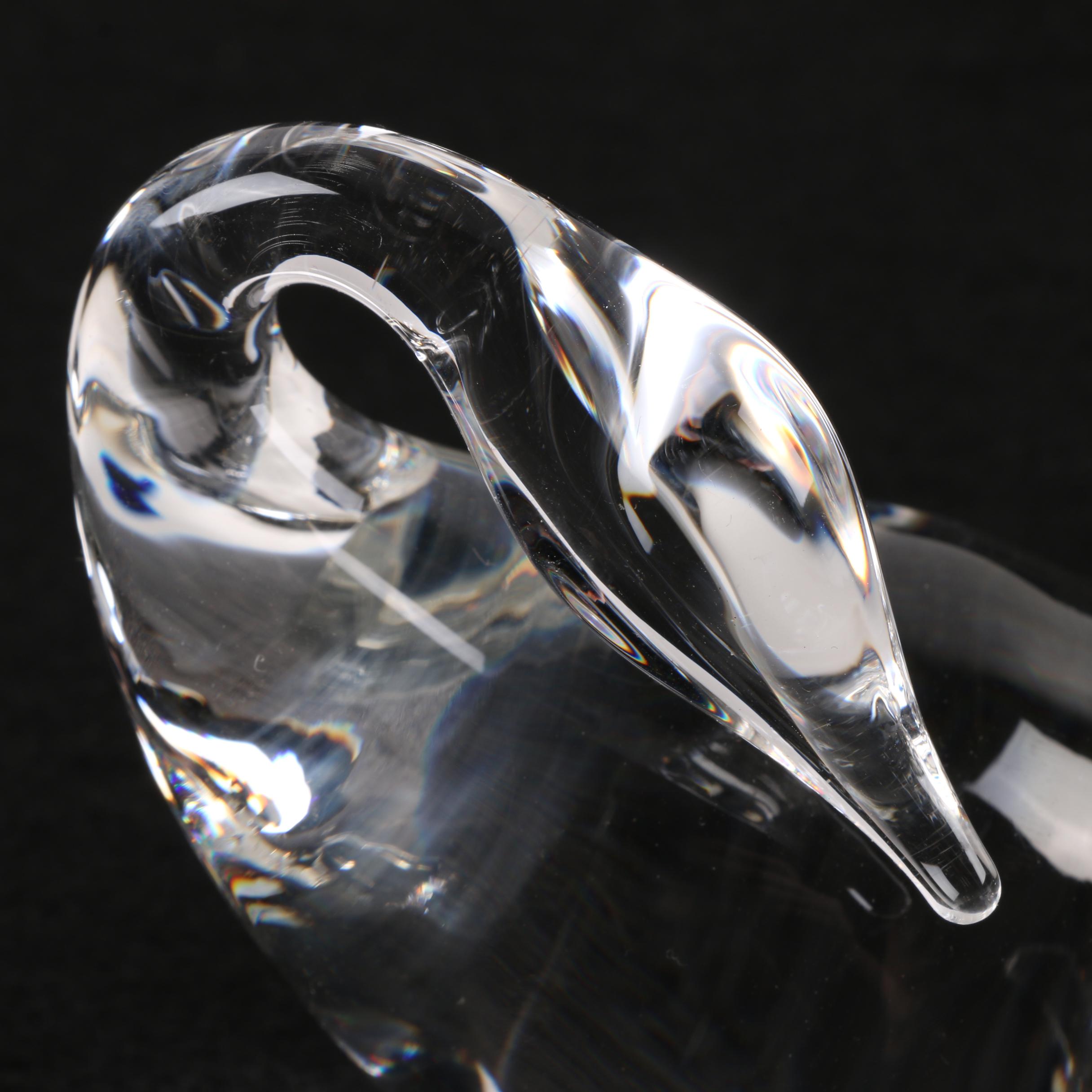 Steuben Glass Preening Goose Crystal Figurine