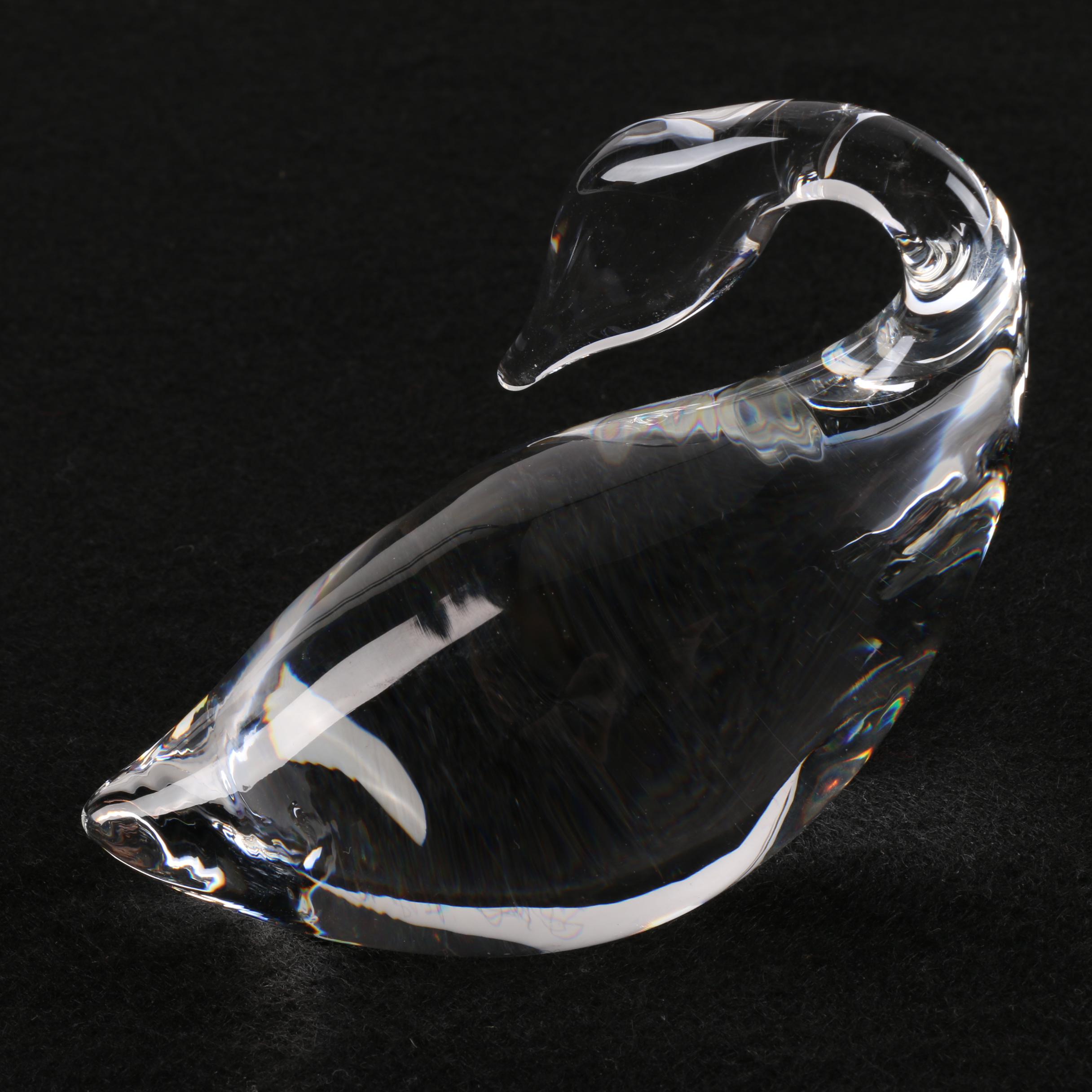Steuben Glass Preening Goose Crystal Figurine