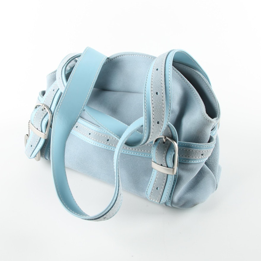 Sisters by Longaberger Light Blue Suede and Leather Handbag