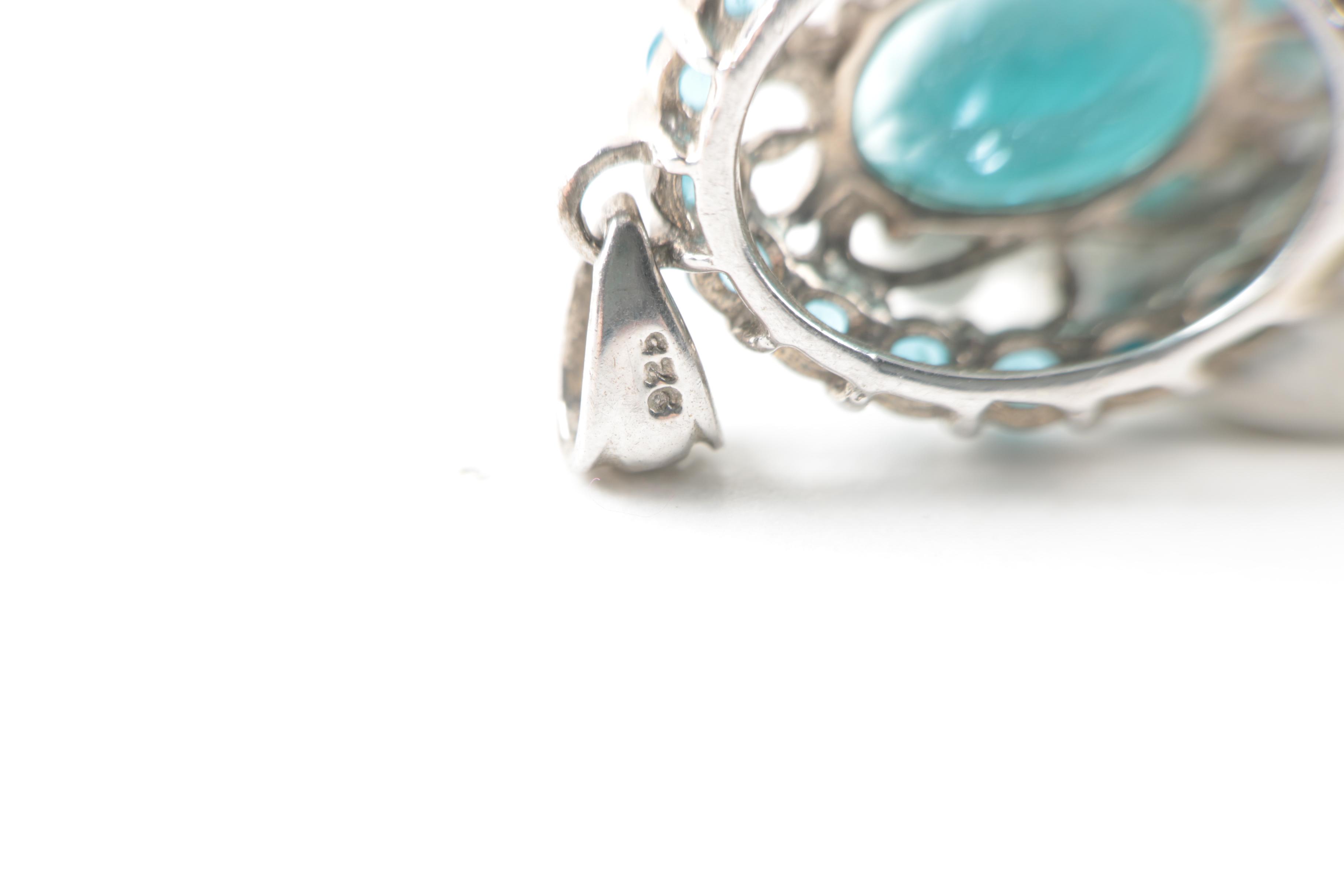 Sterling Silver Blue Topaz and Amethyst Pendant Selection with Diamond Ring