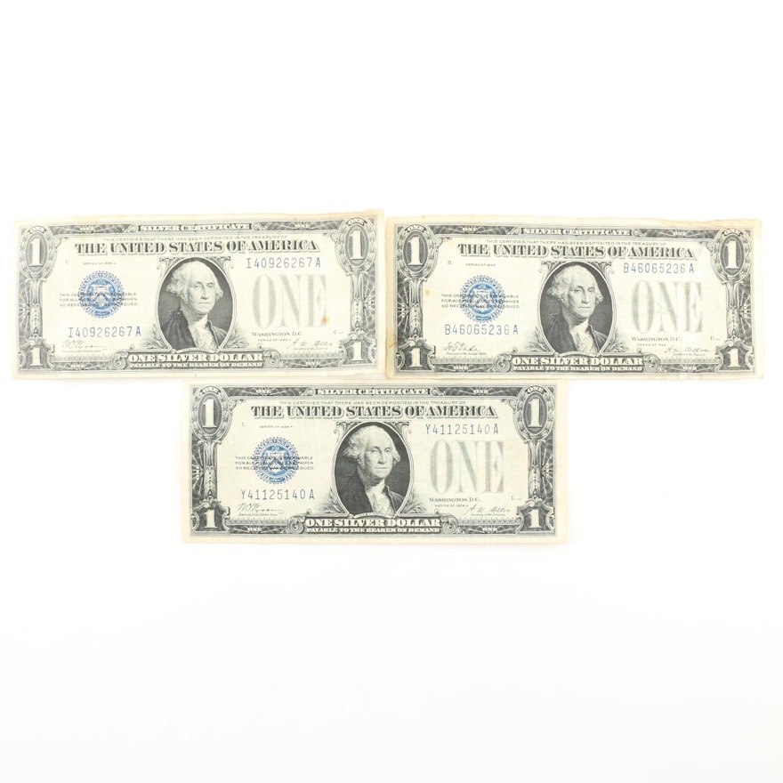 Three Vintage $1 Silver Certificates from the 1920s