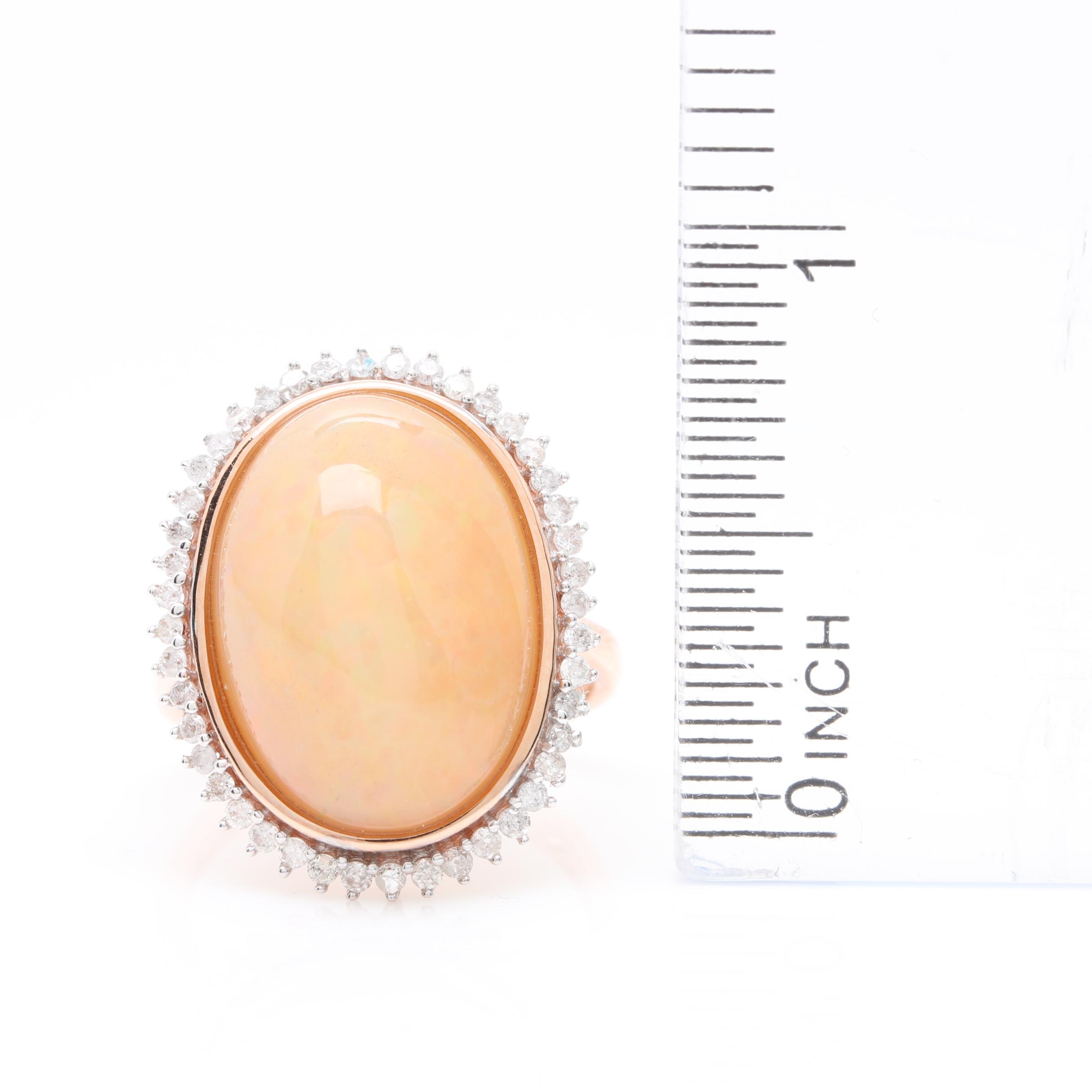 14K Rose Gold Opal and Diamond Ring