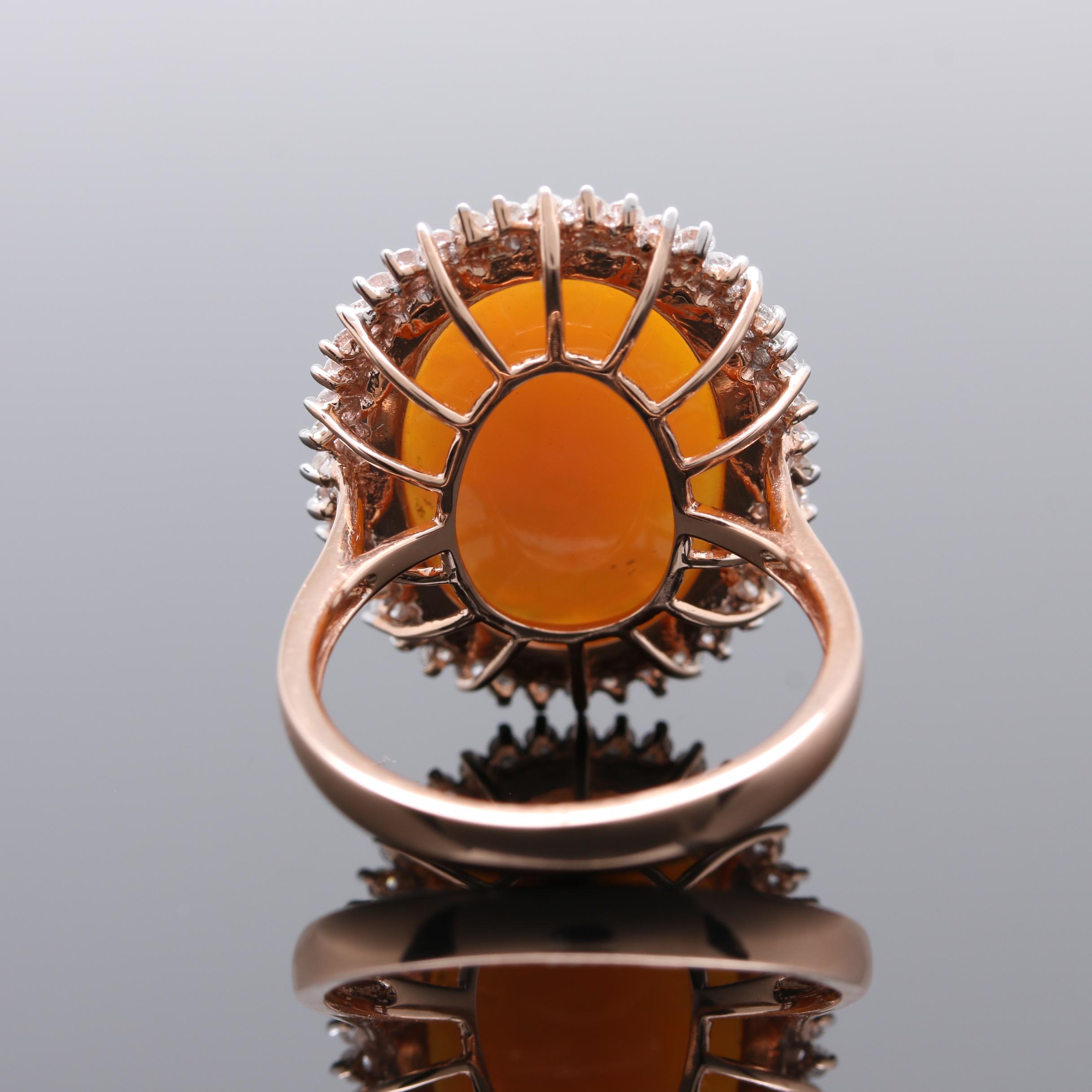 14K Rose Gold Opal and Diamond Ring