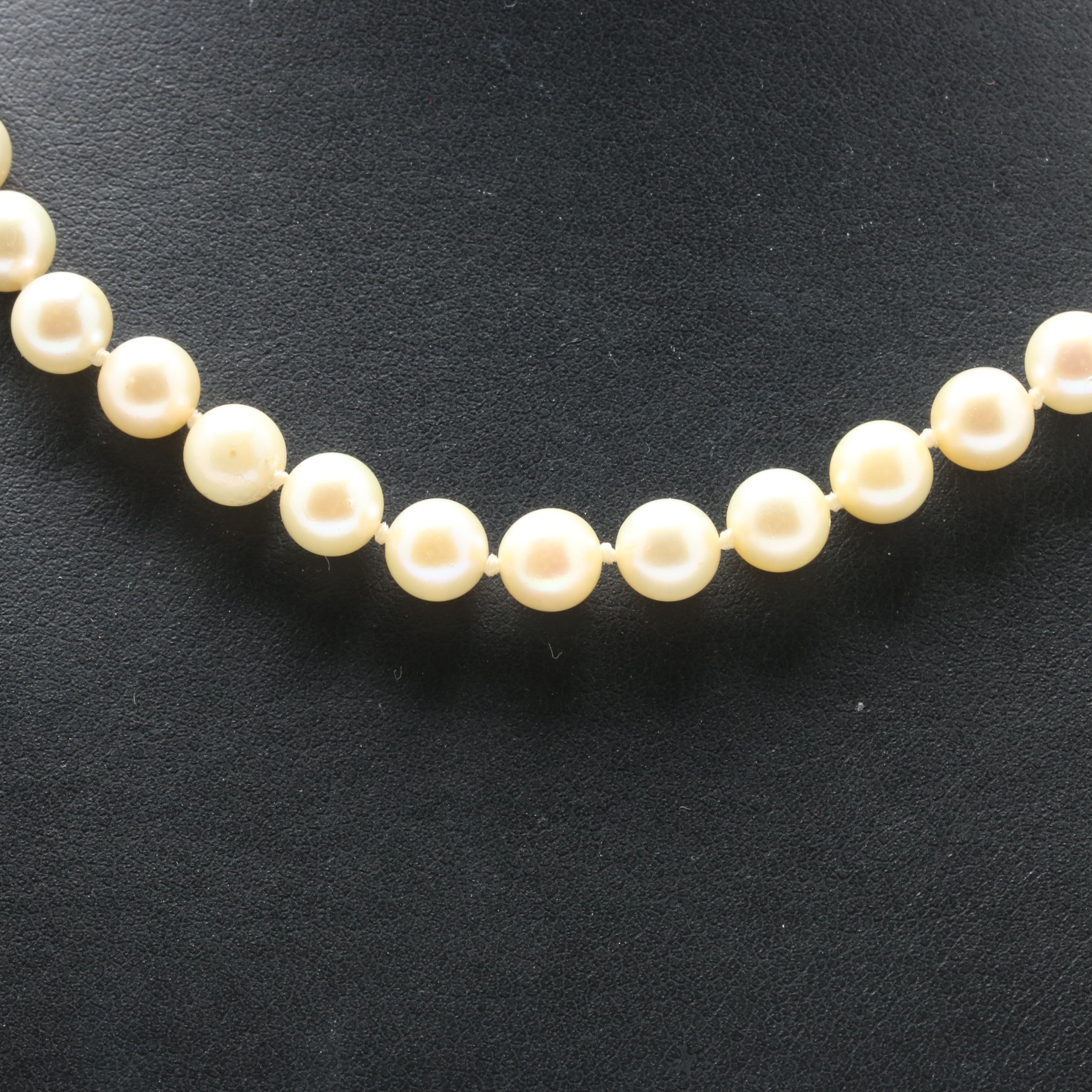 14K Yellow Gold Cultured Pearl Single Strand Necklace