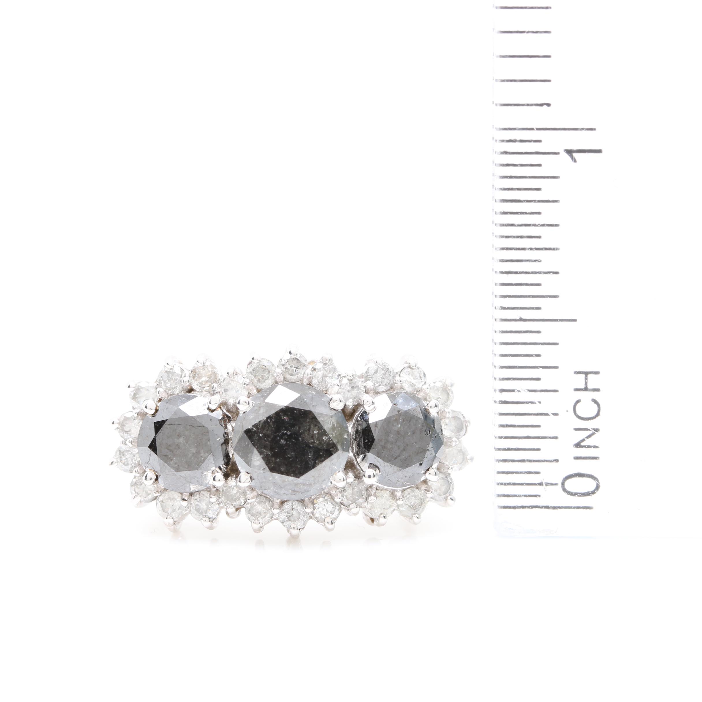 14K White Gold 4.53 CTW Diamond Ring Including Black Diamonds
