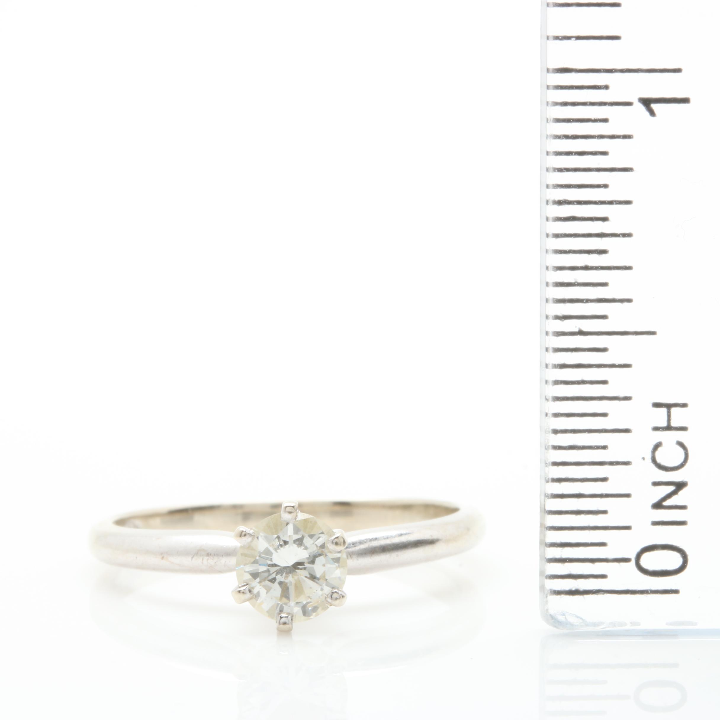 14K White Gold Diamond Solitaire Ring