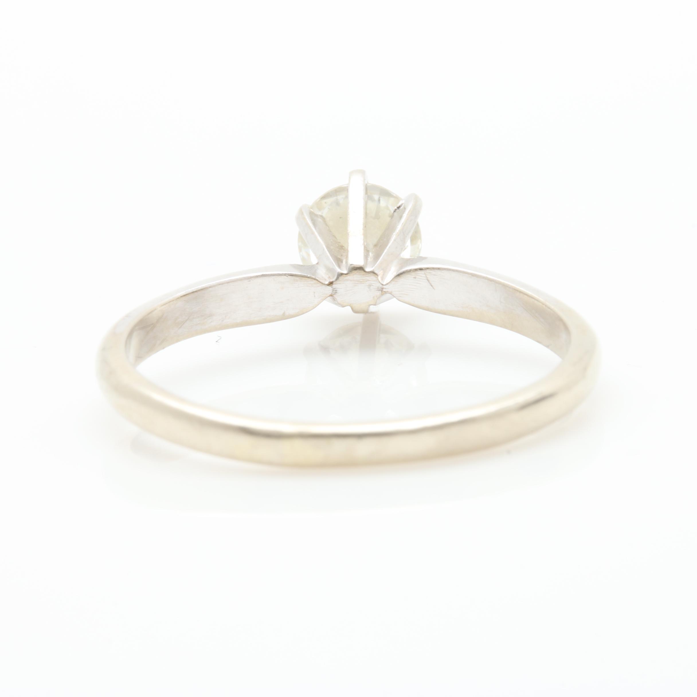 14K White Gold Diamond Solitaire Ring