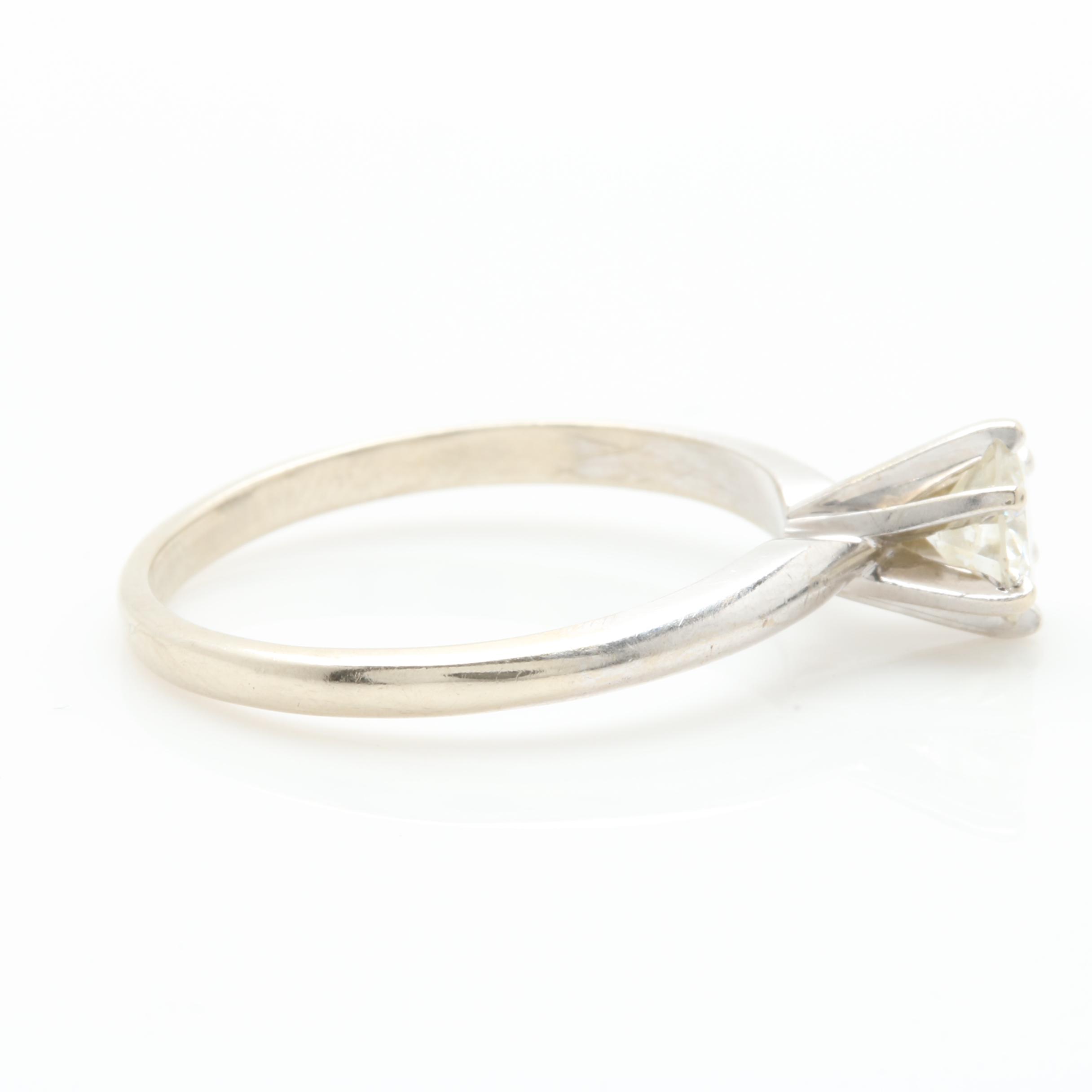 14K White Gold Diamond Solitaire Ring