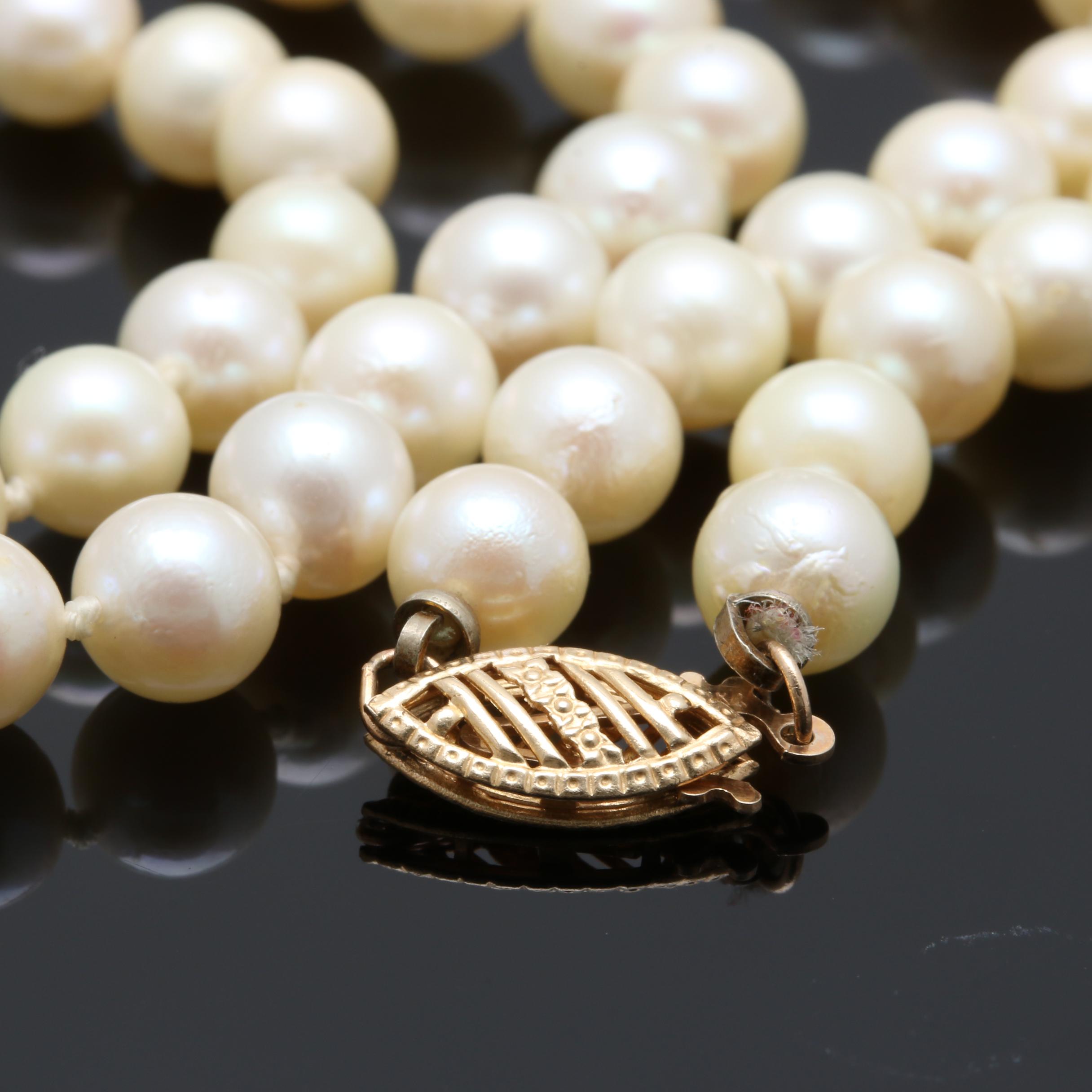 14K Yellow Gold Cultured Pearl Necklace