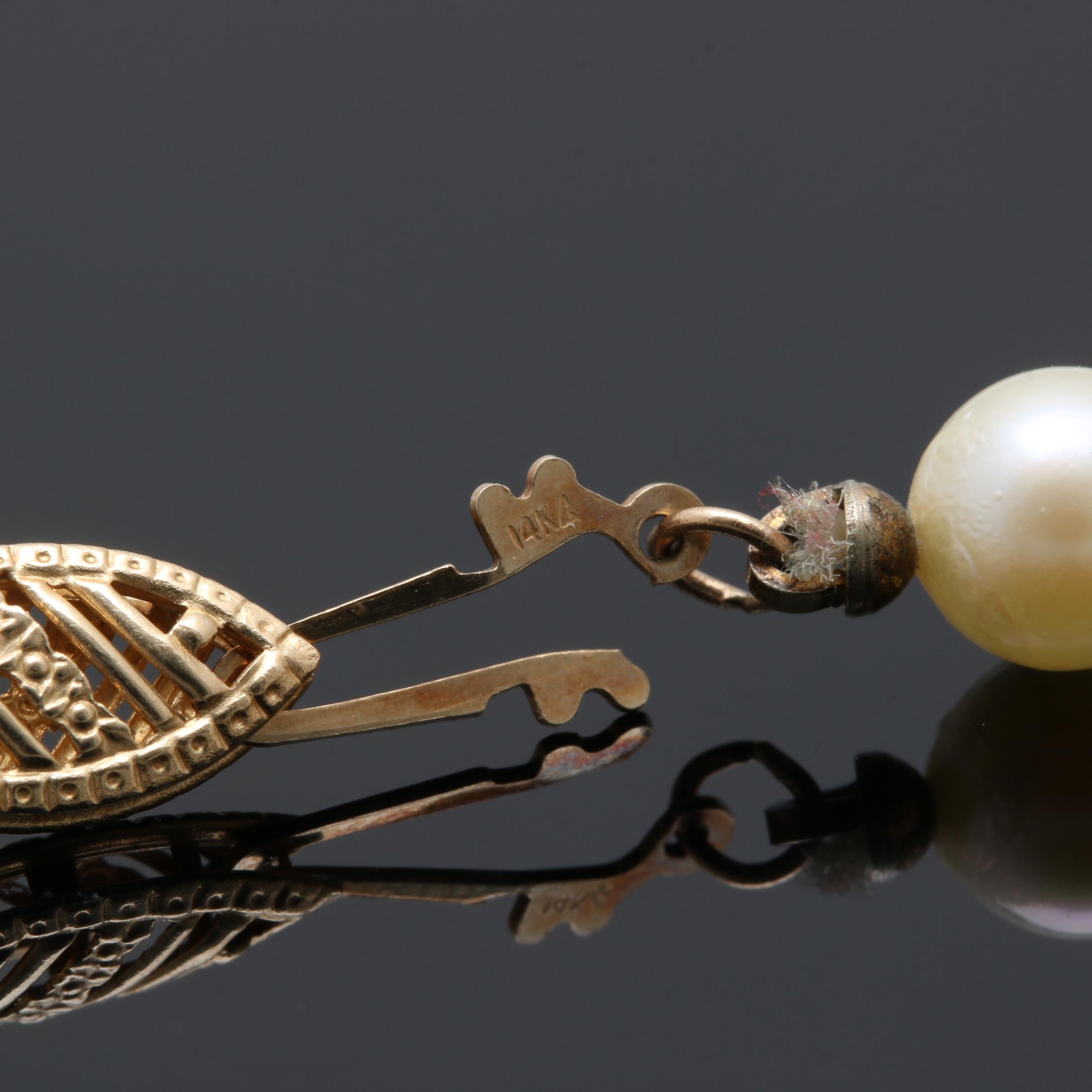 14K Yellow Gold Cultured Pearl Necklace