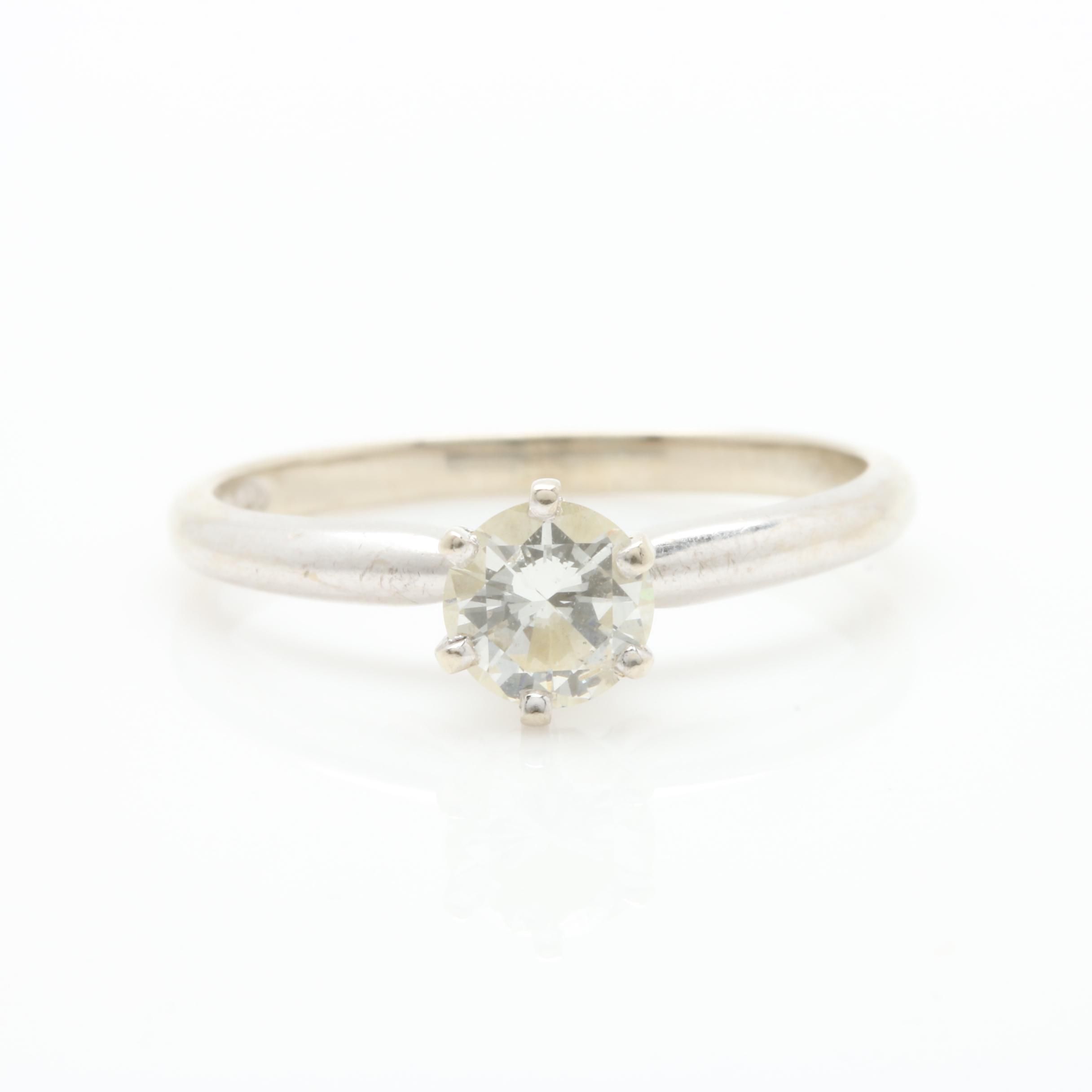 14K White Gold Diamond Solitaire Ring