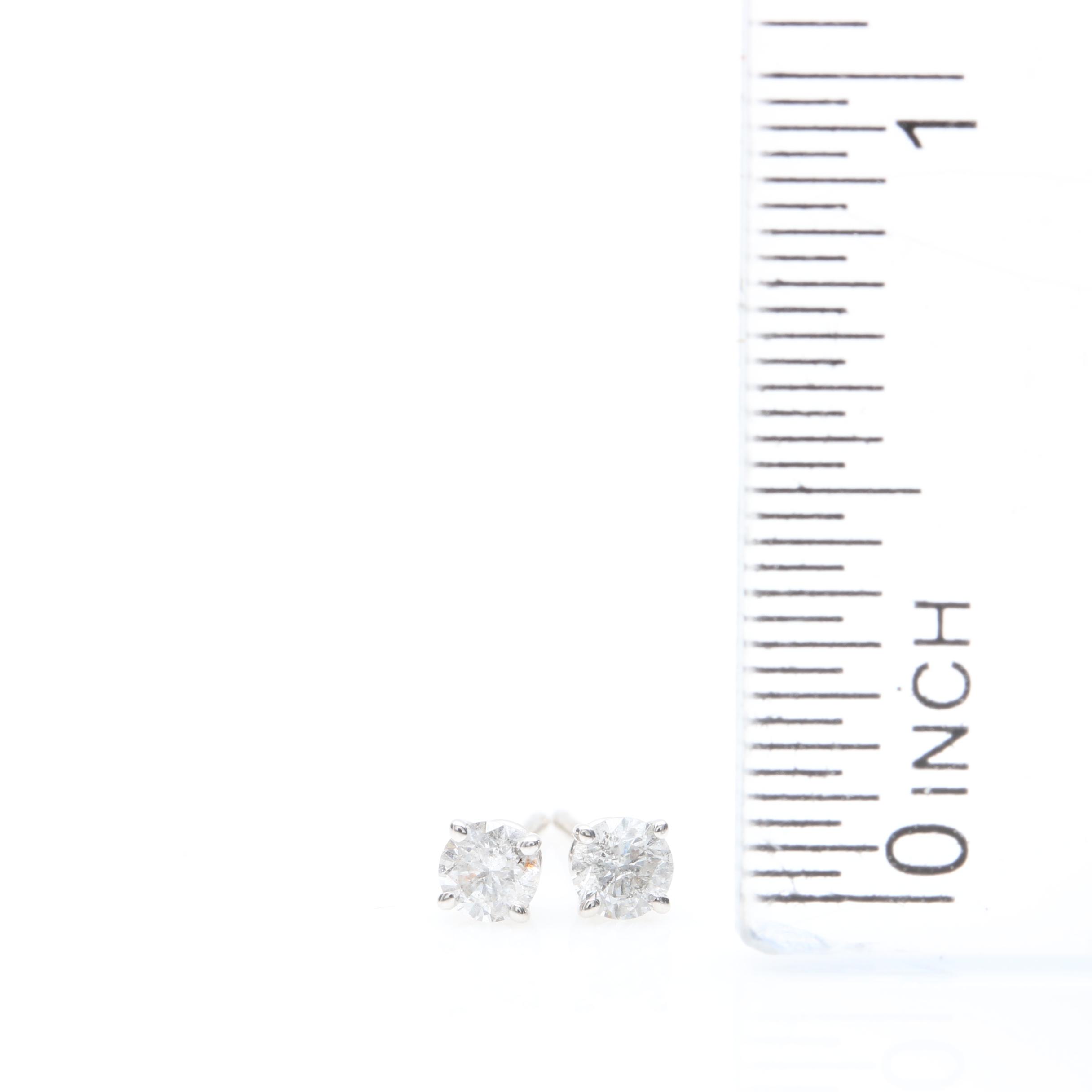 14K White Gold Diamond Stud Earrings