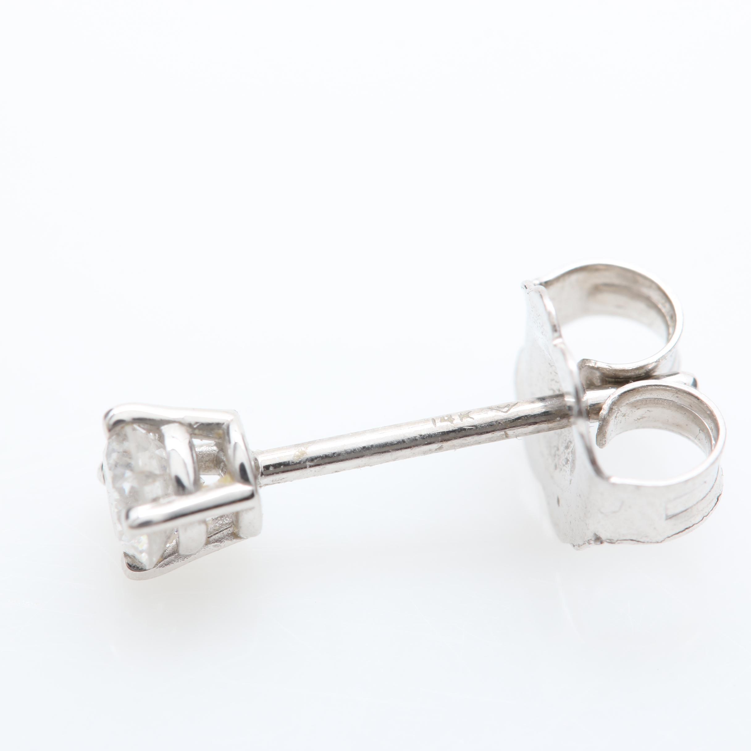 14K White Gold Diamond Stud Earrings