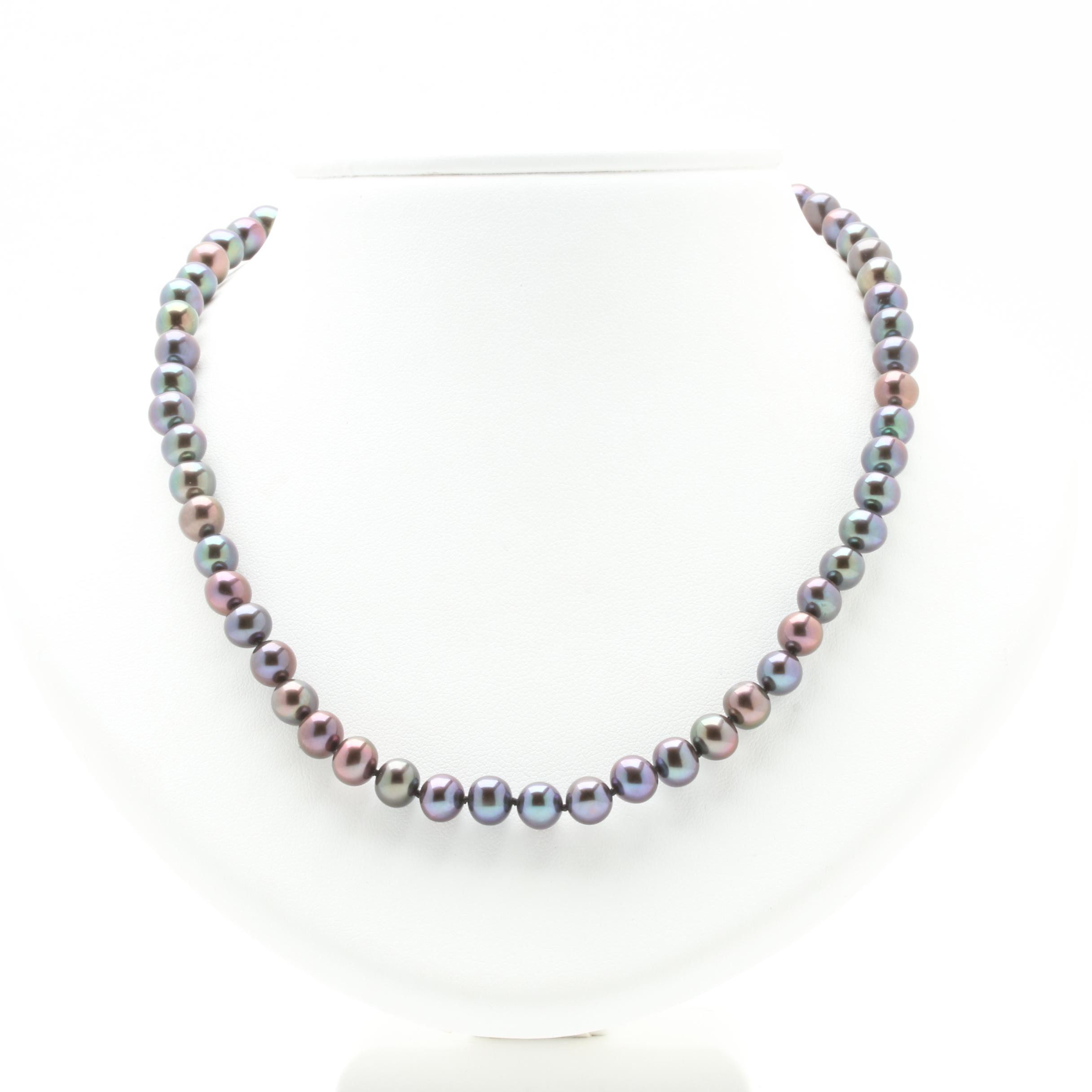 14K Yellow Gold Cultured Pearl Single Strand Necklace