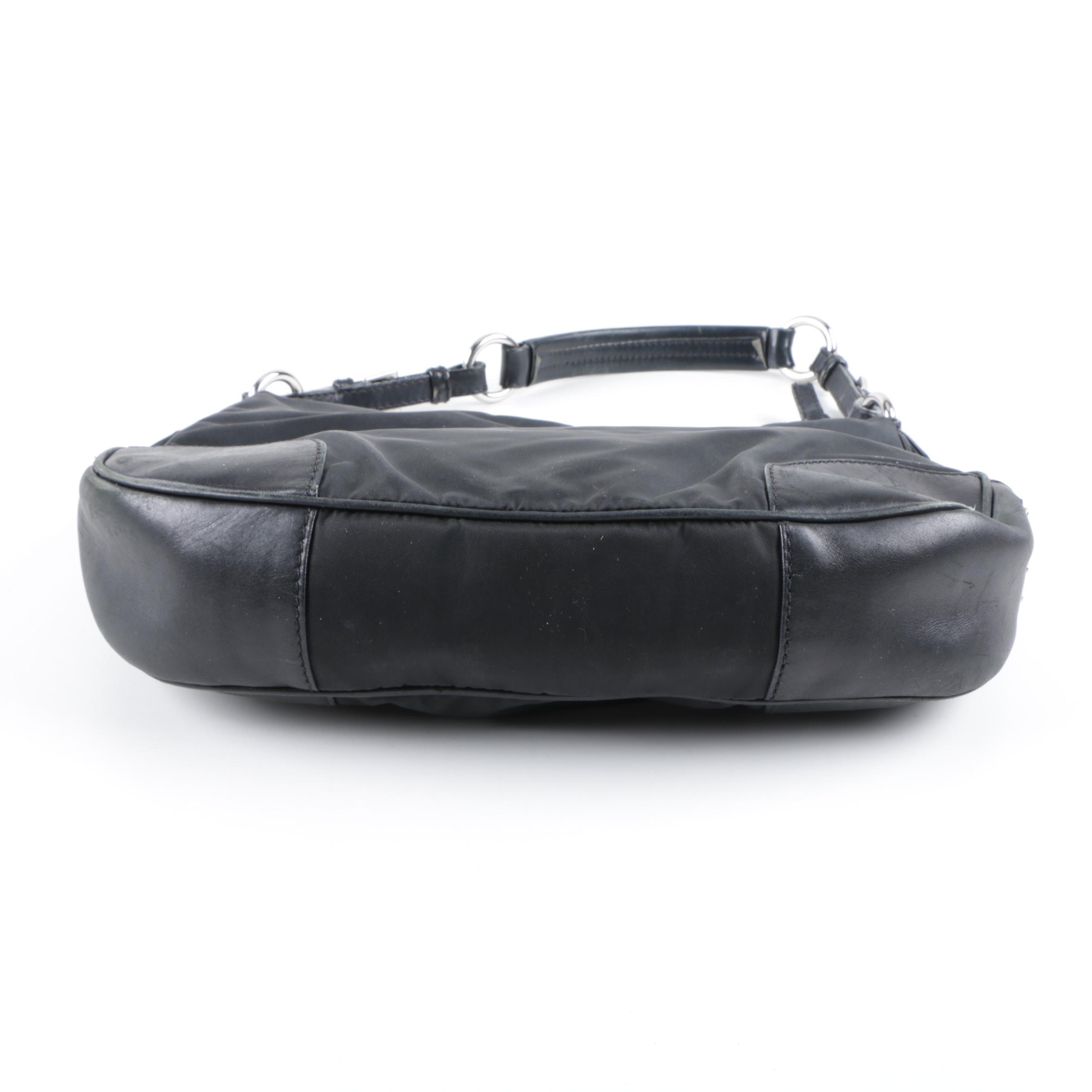 Prada Black Nylon and Leather Hobo Bag