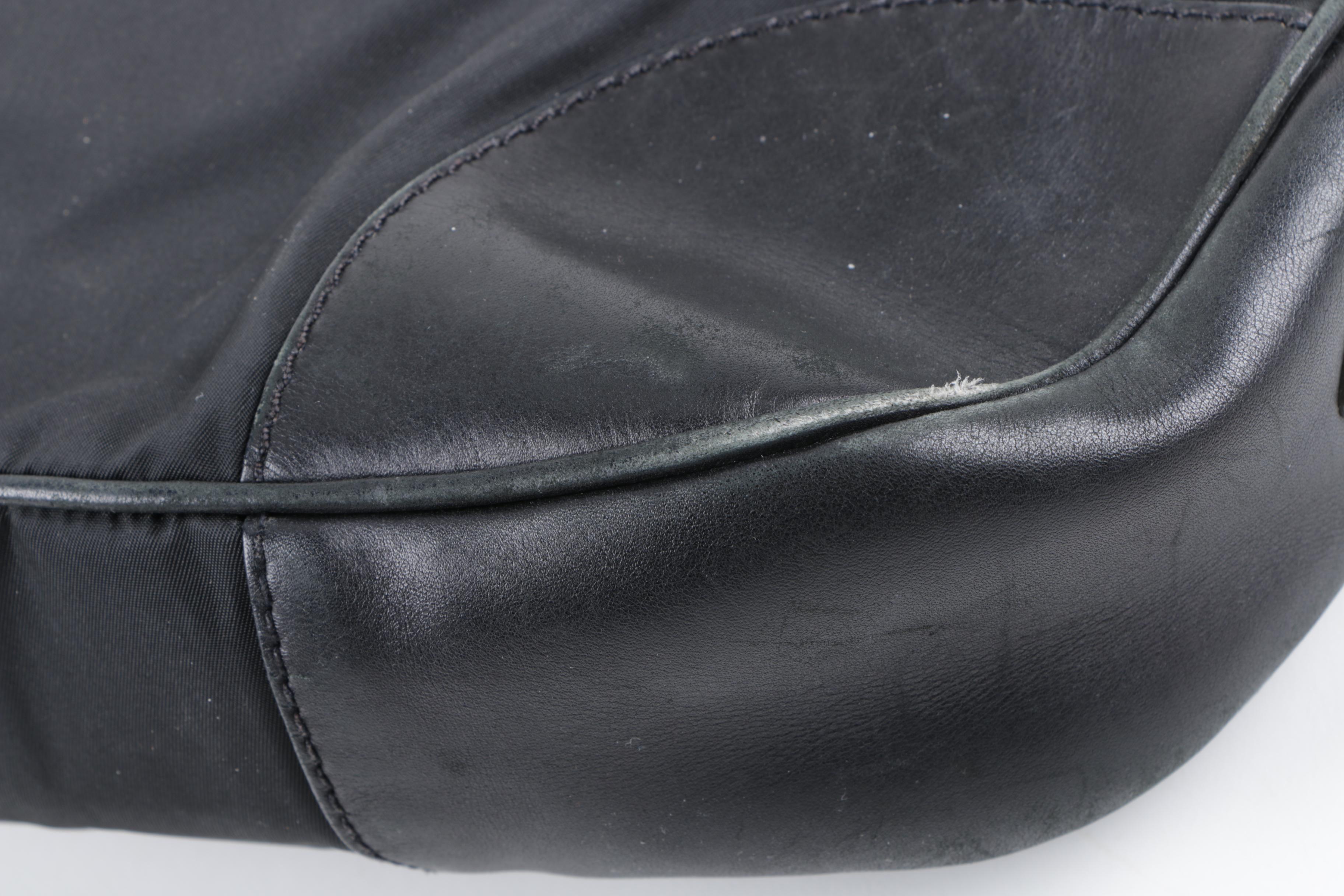 Prada Black Nylon and Leather Hobo Bag