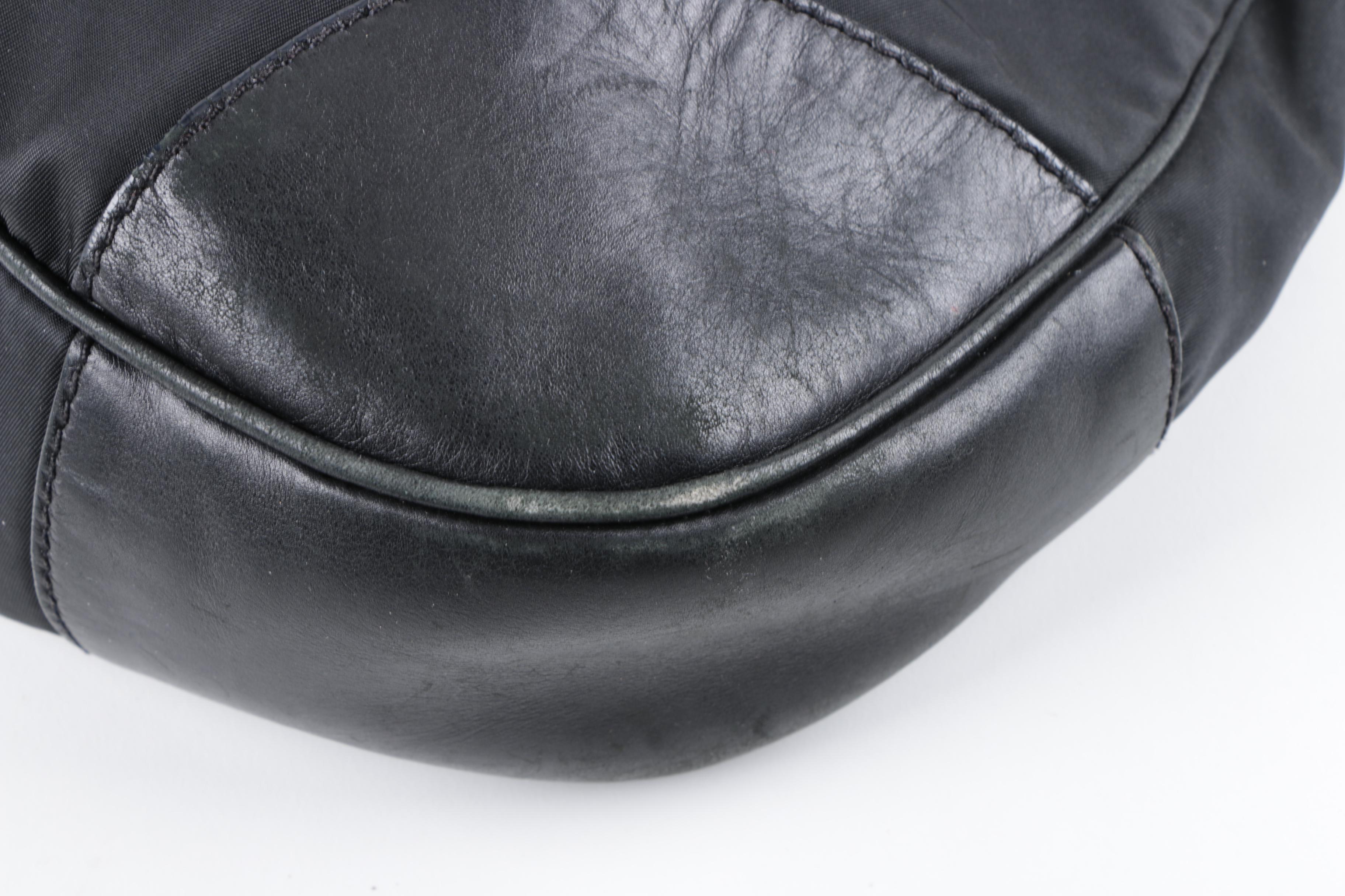 Prada Black Nylon and Leather Hobo Bag