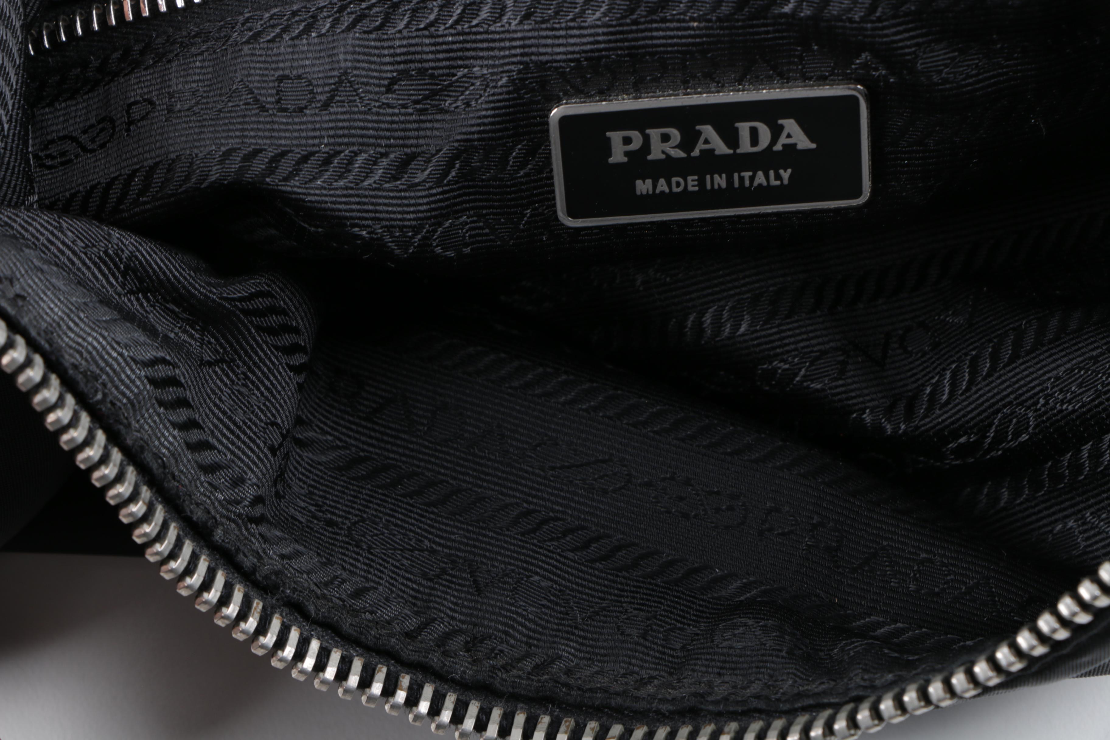 Prada Black Nylon and Leather Hobo Bag