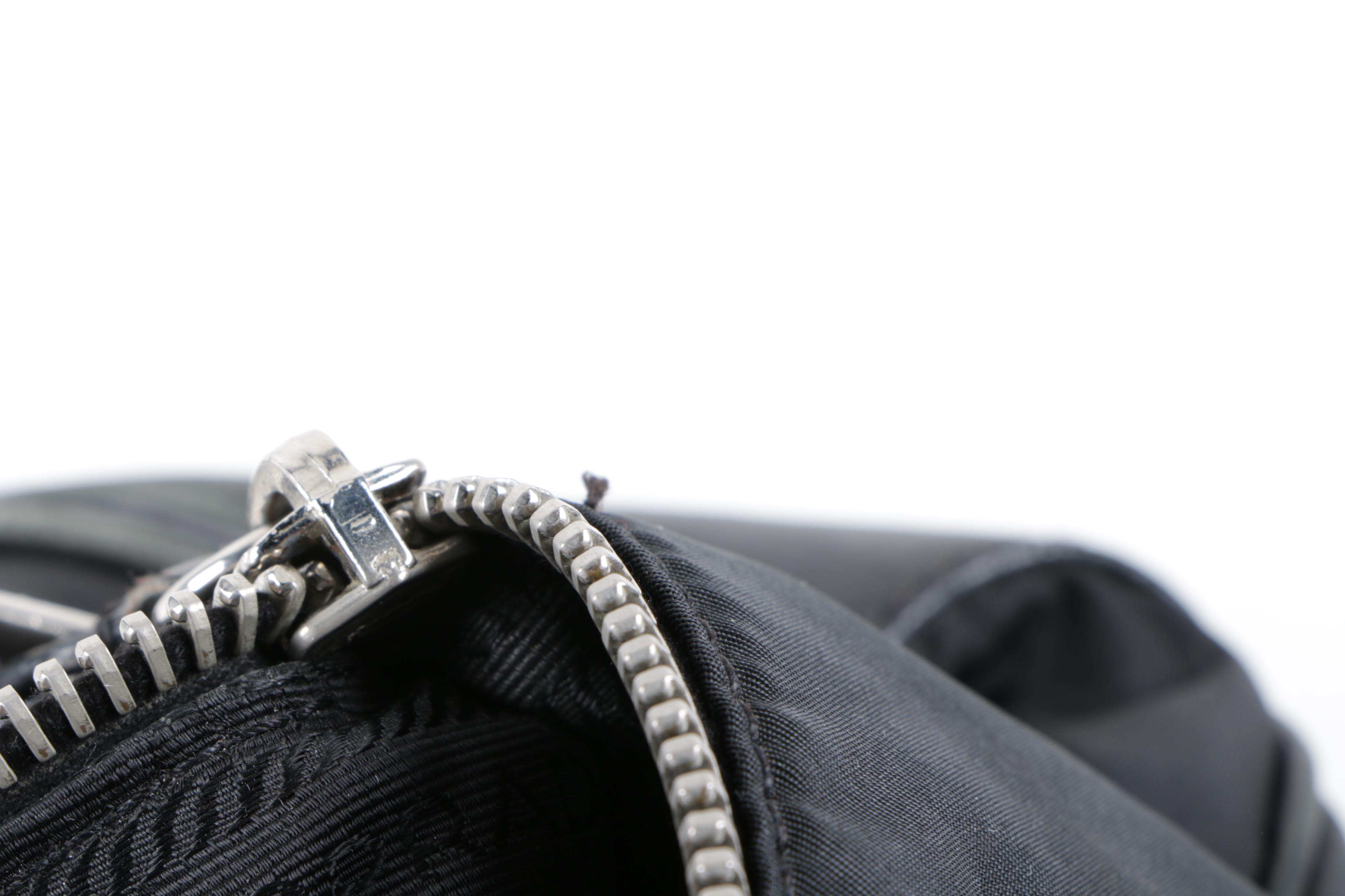 Prada Black Nylon and Leather Hobo Bag