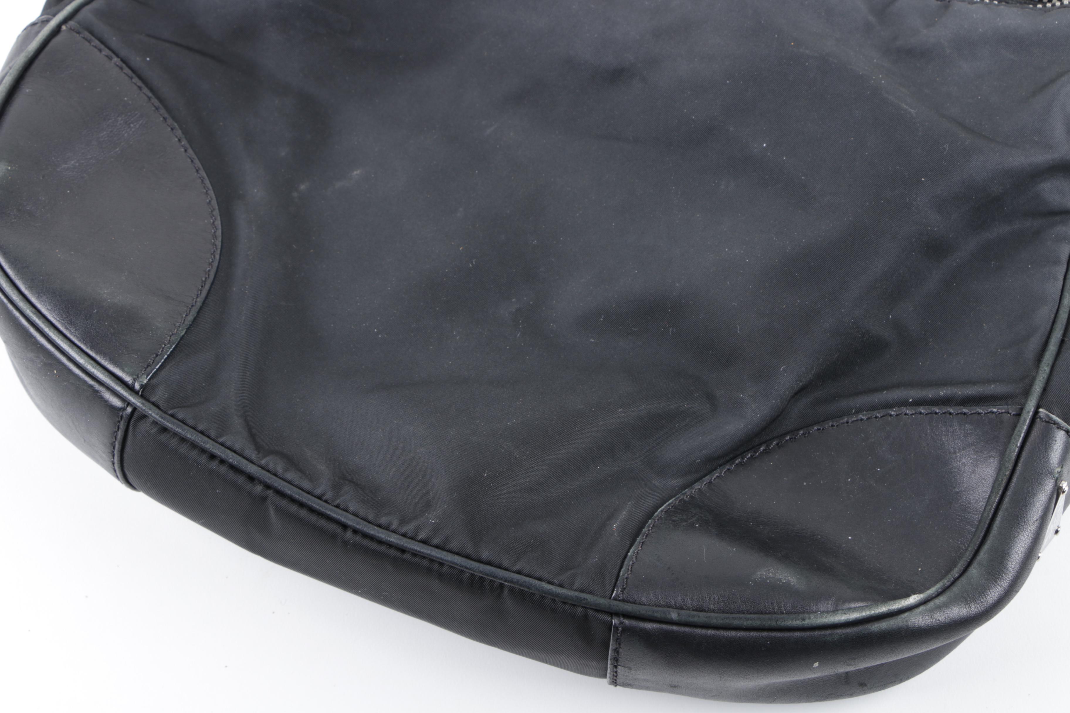 Prada Black Nylon and Leather Hobo Bag