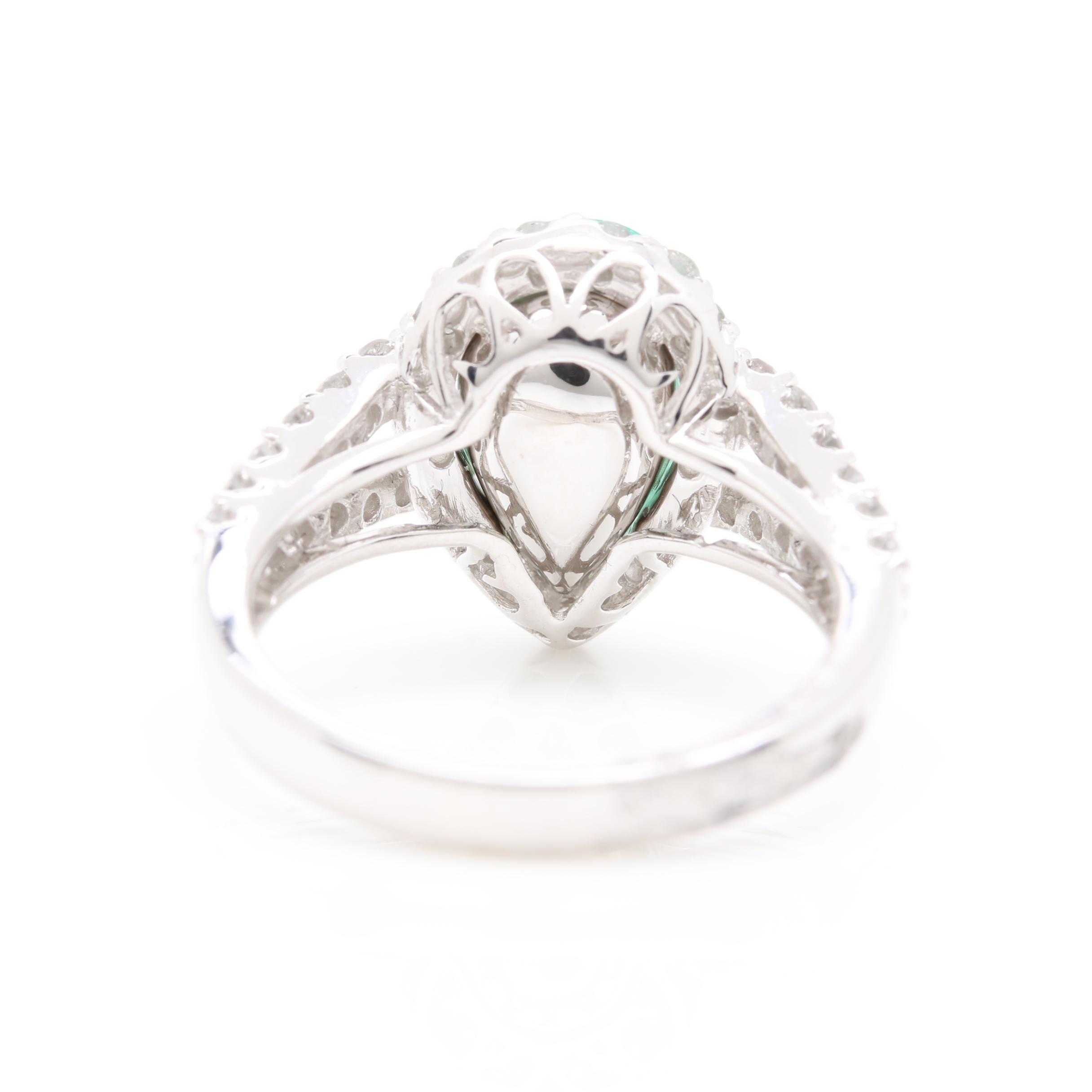 14K White Gold 2.48 CT Emerald and 0.93 CTW Diamond Ring