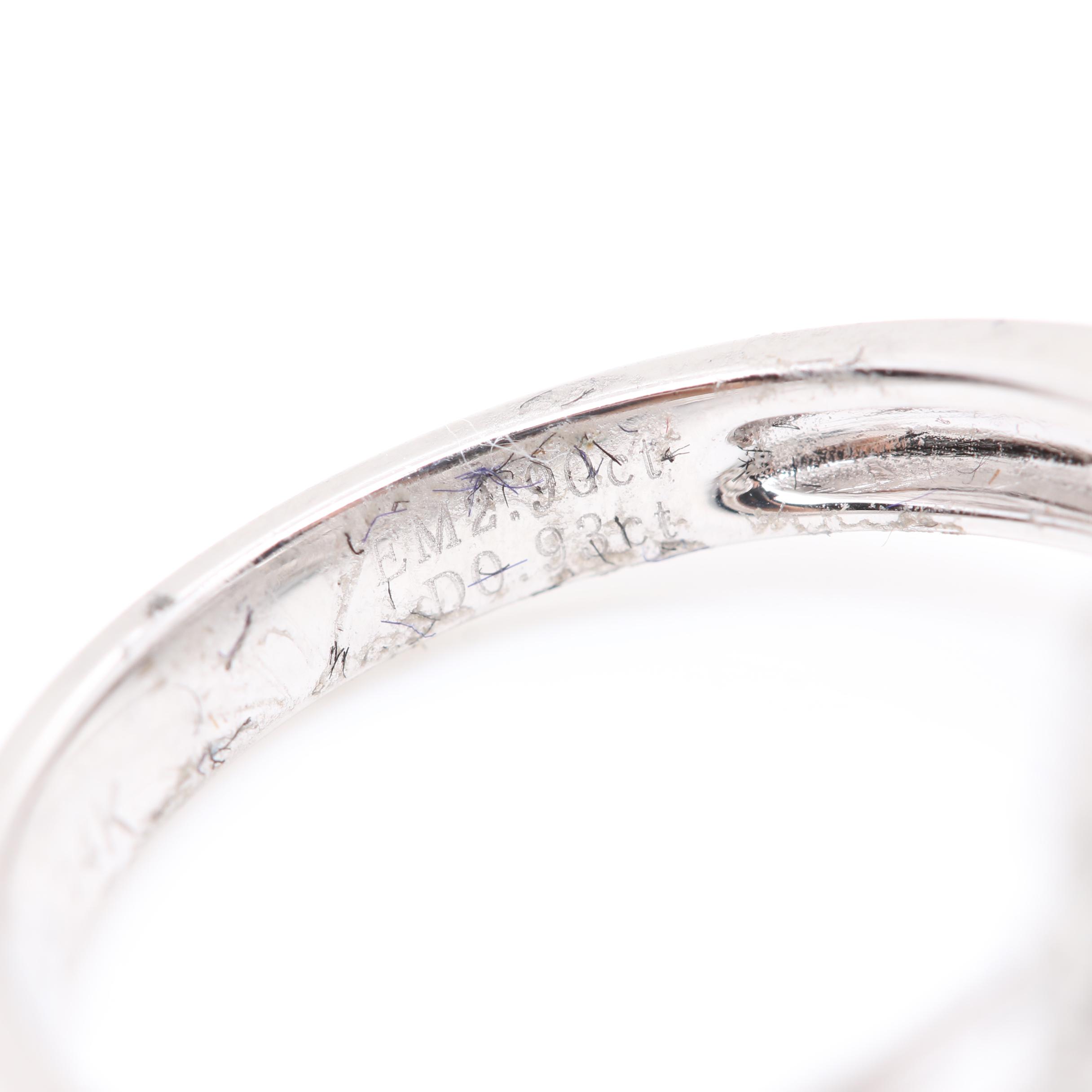 14K White Gold 2.48 CT Emerald and 0.93 CTW Diamond Ring